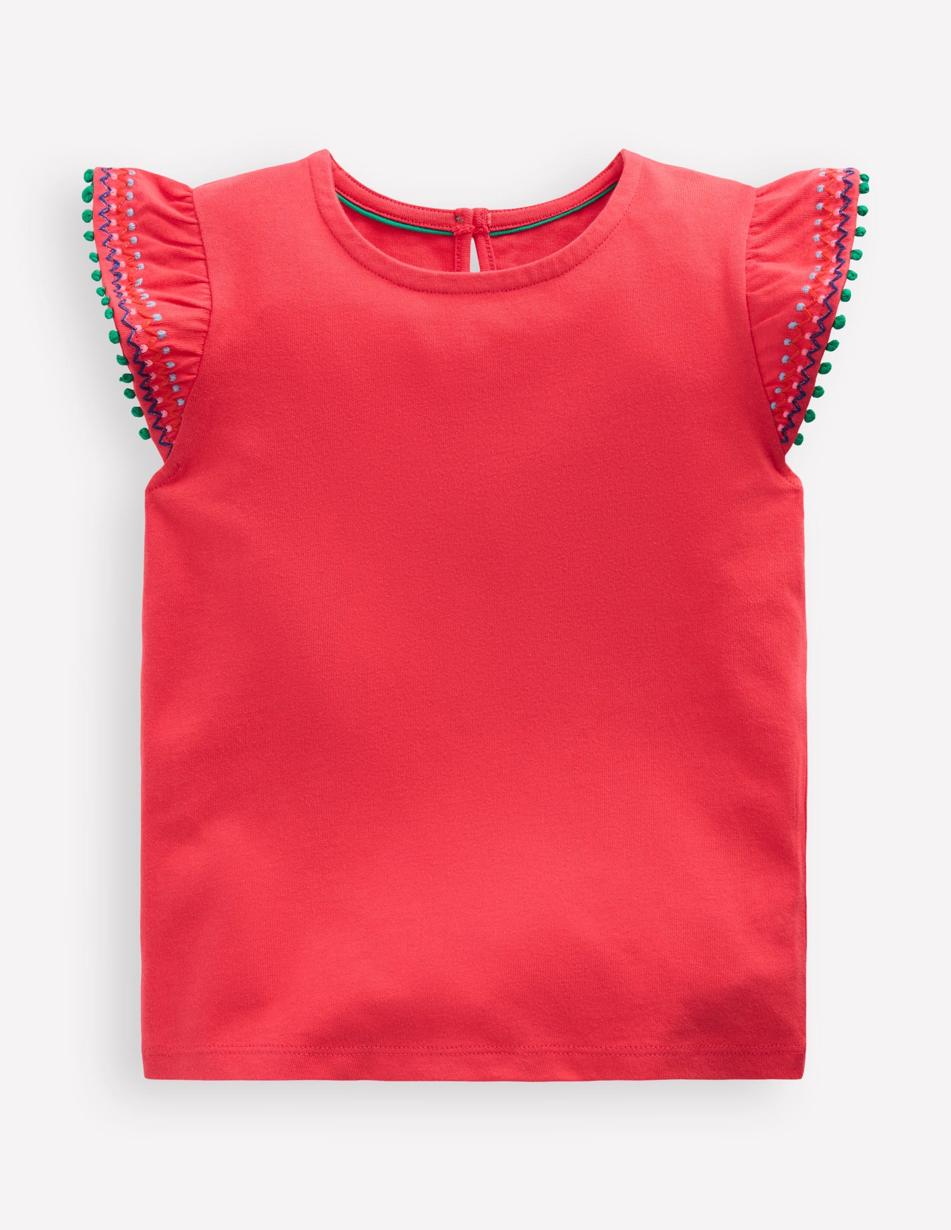 Flutter Sleeve Trim Top-Jam Red-1