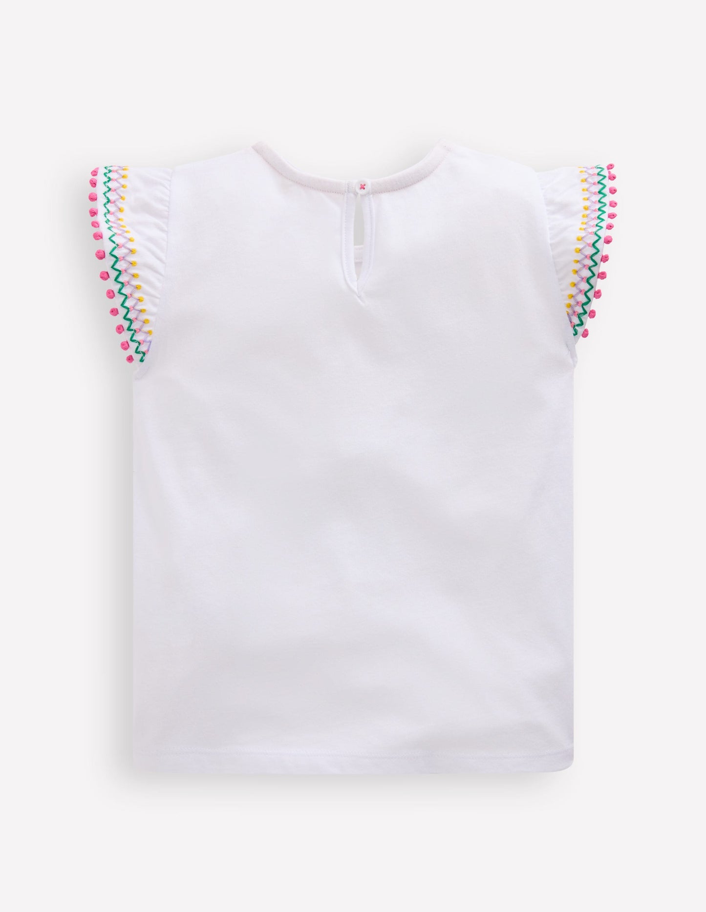 Flutter Sleeve Trim Top-White