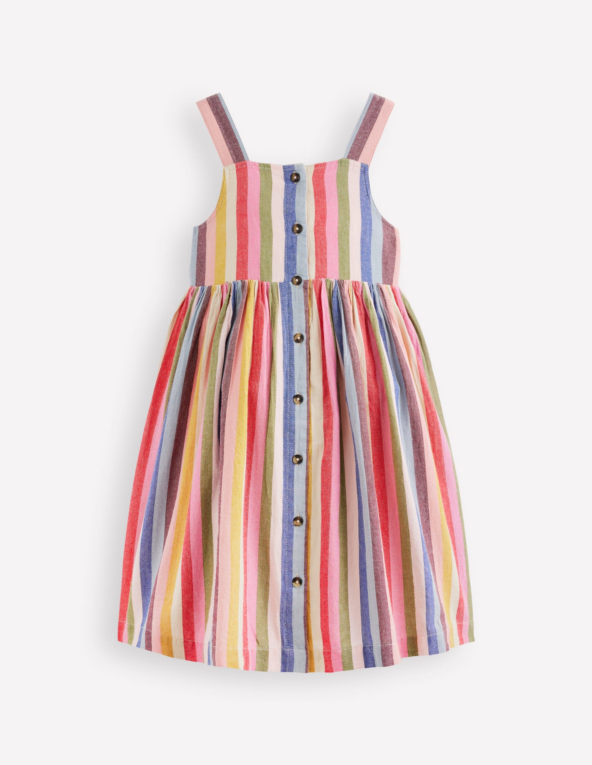 Remy Button Through Dress-Pink/ Green Multistripe-1