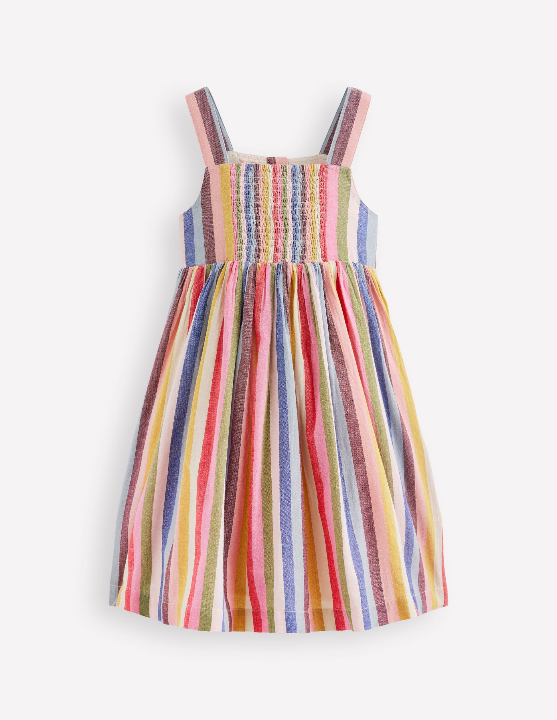 Remy Button Through Dress-Pink/ Green Multistripe | Boden USA Remy Button Through Dress-Pink/ Green Multistripe | Boden USA