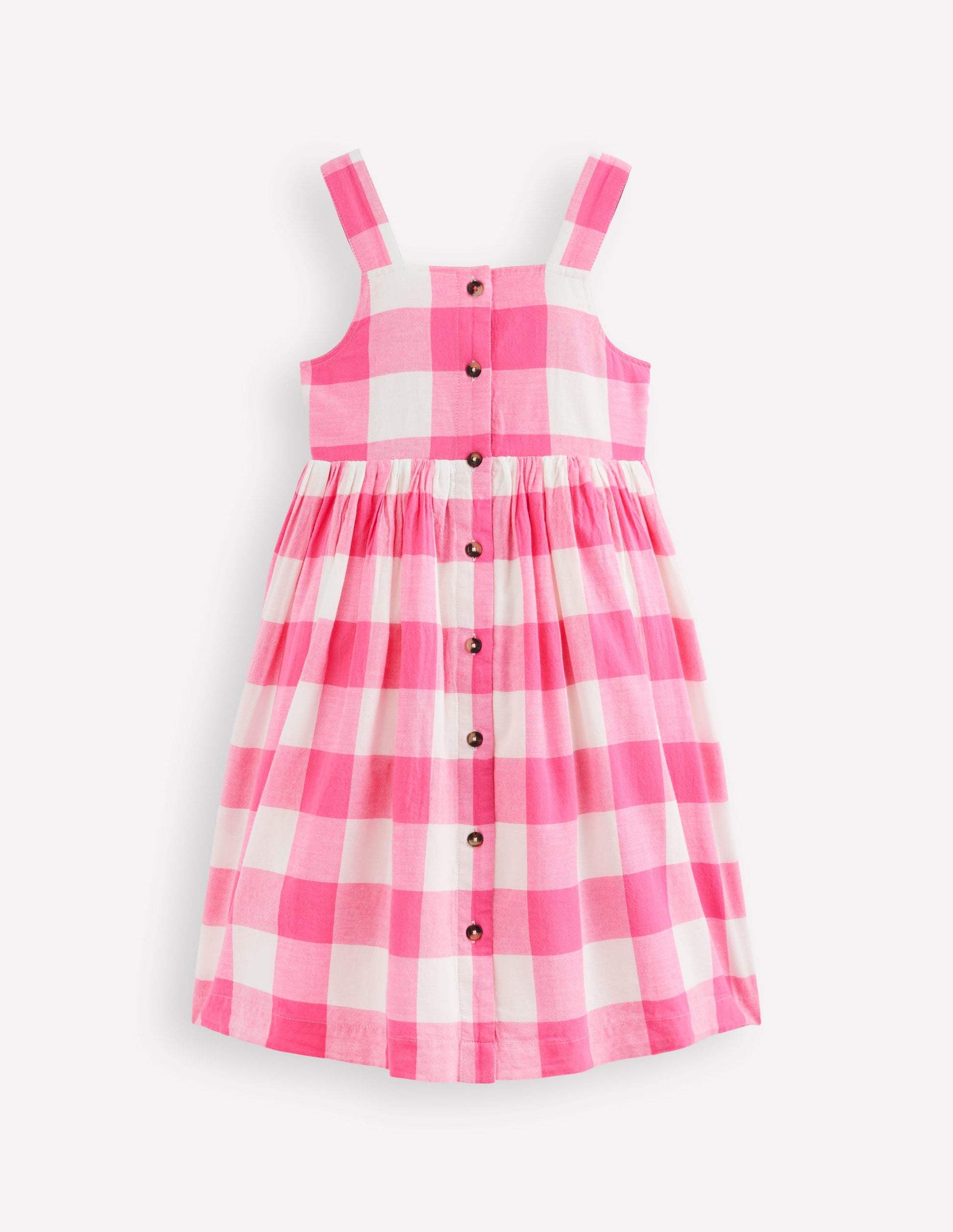 Remy Button Through Dress-Pink Punch Gingham-3