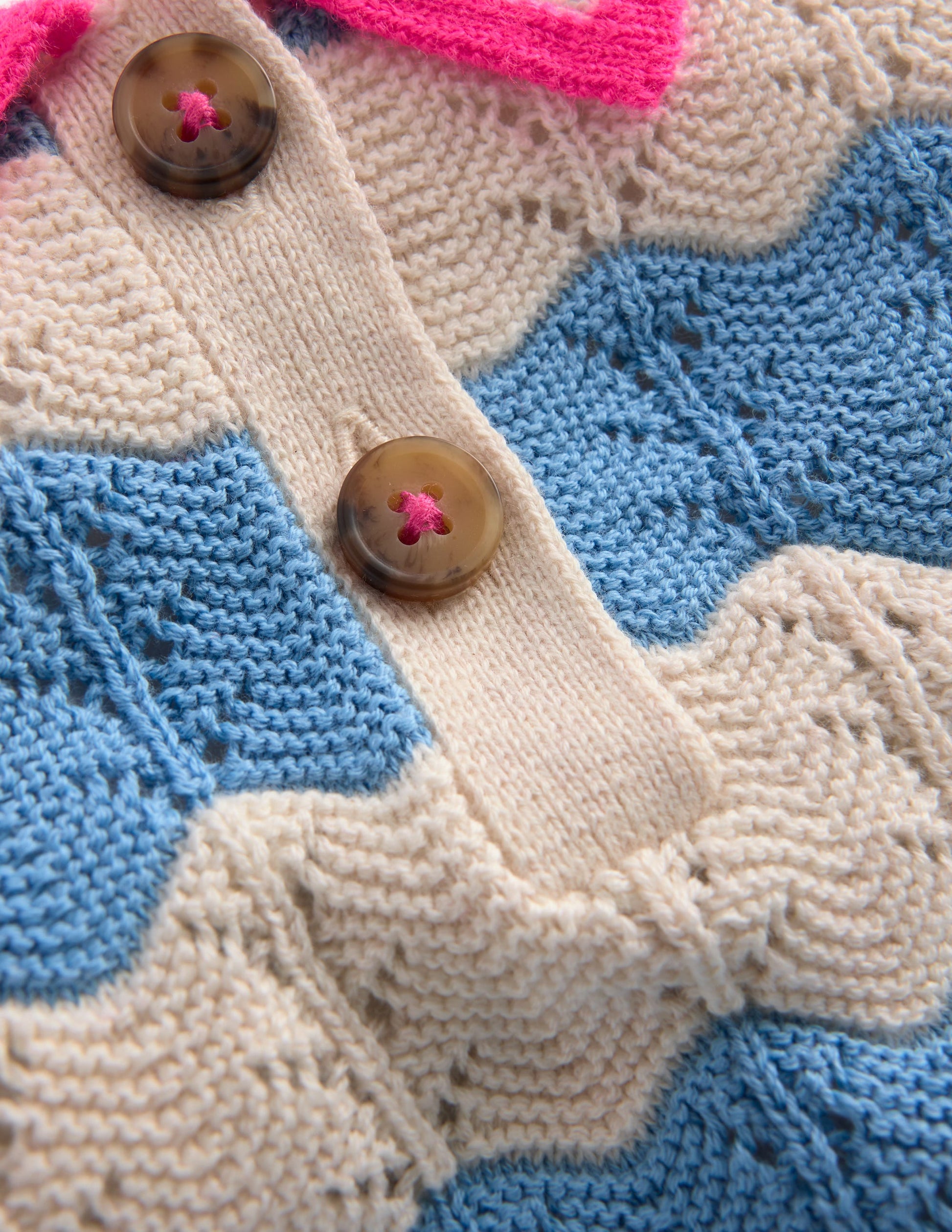 Pointelle Knitted Polo Top-Wave Blue-4