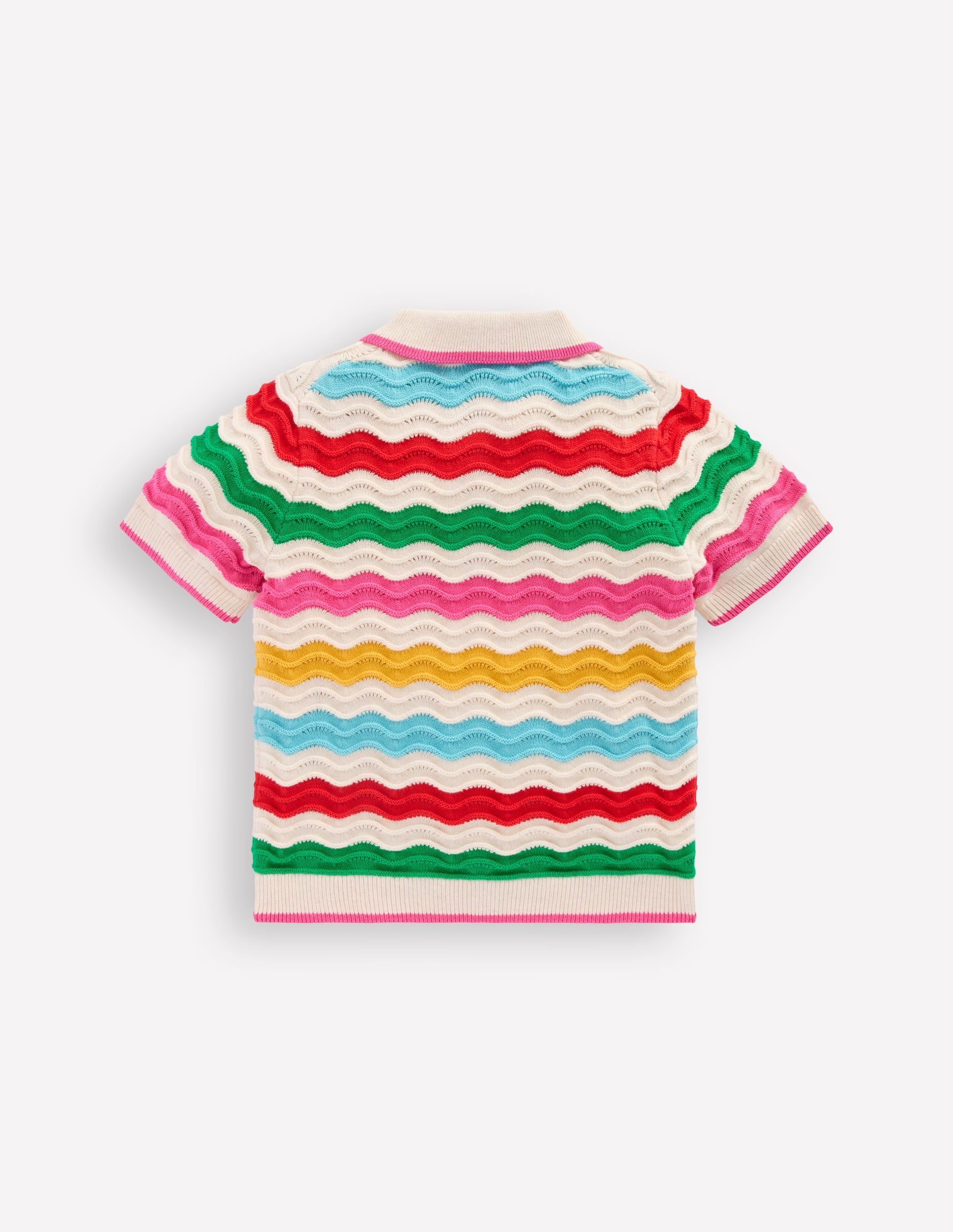 Pointelle Knitted Polo Top-Ecru Marl Multi Wave | Boden USA