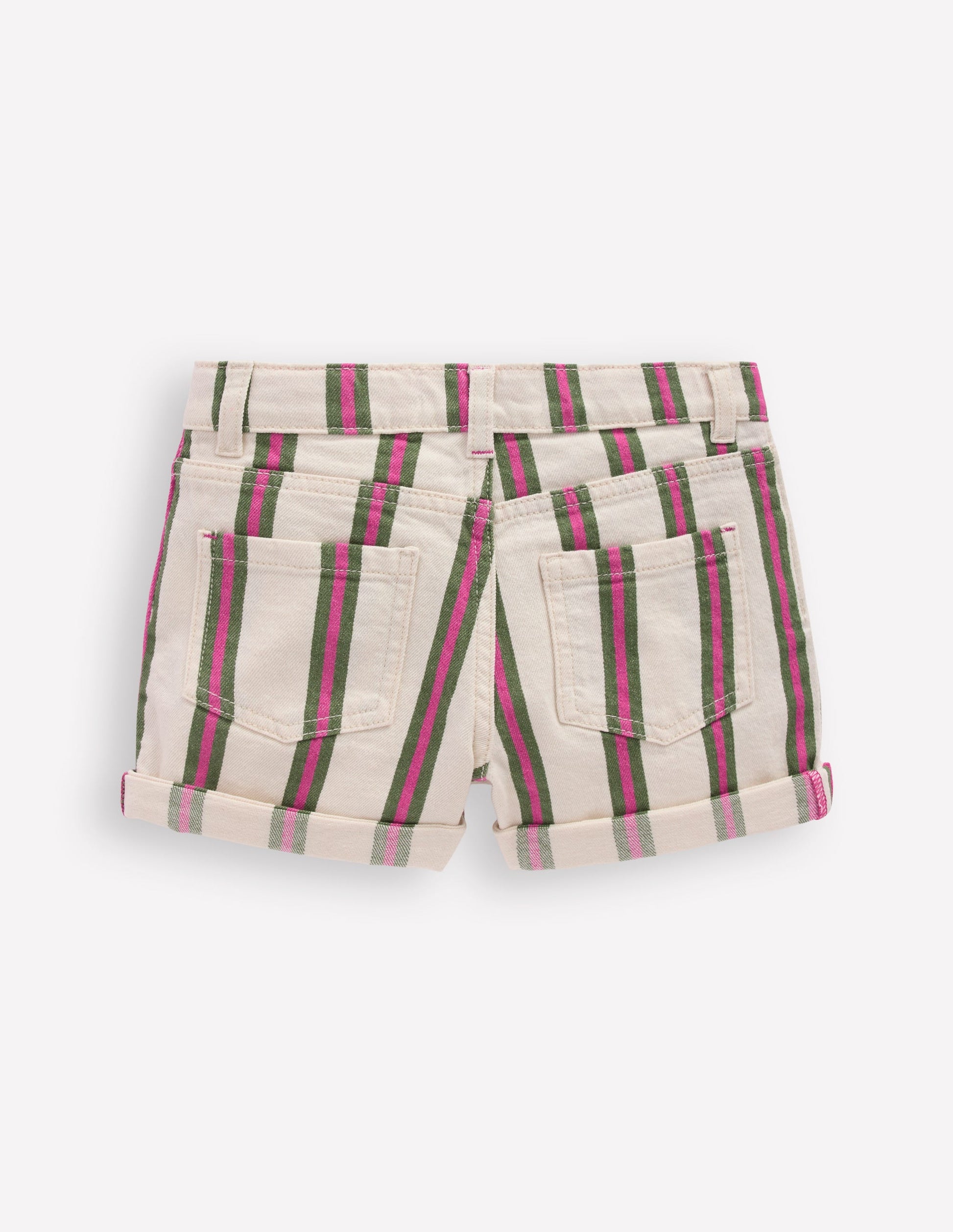 Denim Shorts-Ivory/Green/Pink Stripe-2