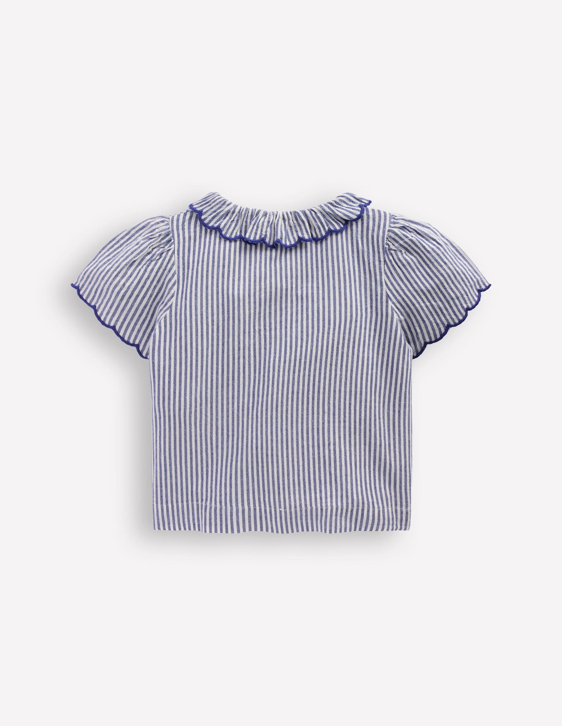 Button-through Blouse-Blue/Ivory Stripe-3