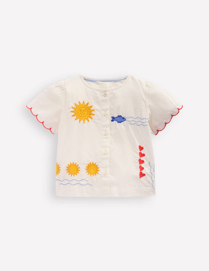 Button-through Blouse-Soft Ivory Embroidery-2