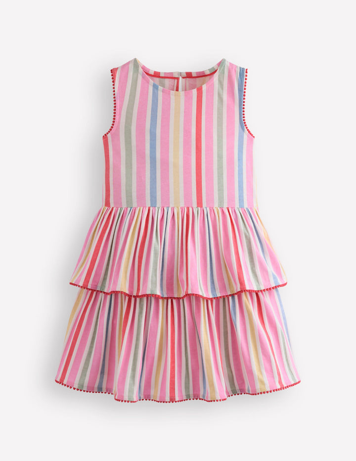 Tiered Jersey Sundress-Pink Stripe