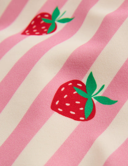 Cross-Back Printed Swimsuit-Pink Strawberry Stripe-3