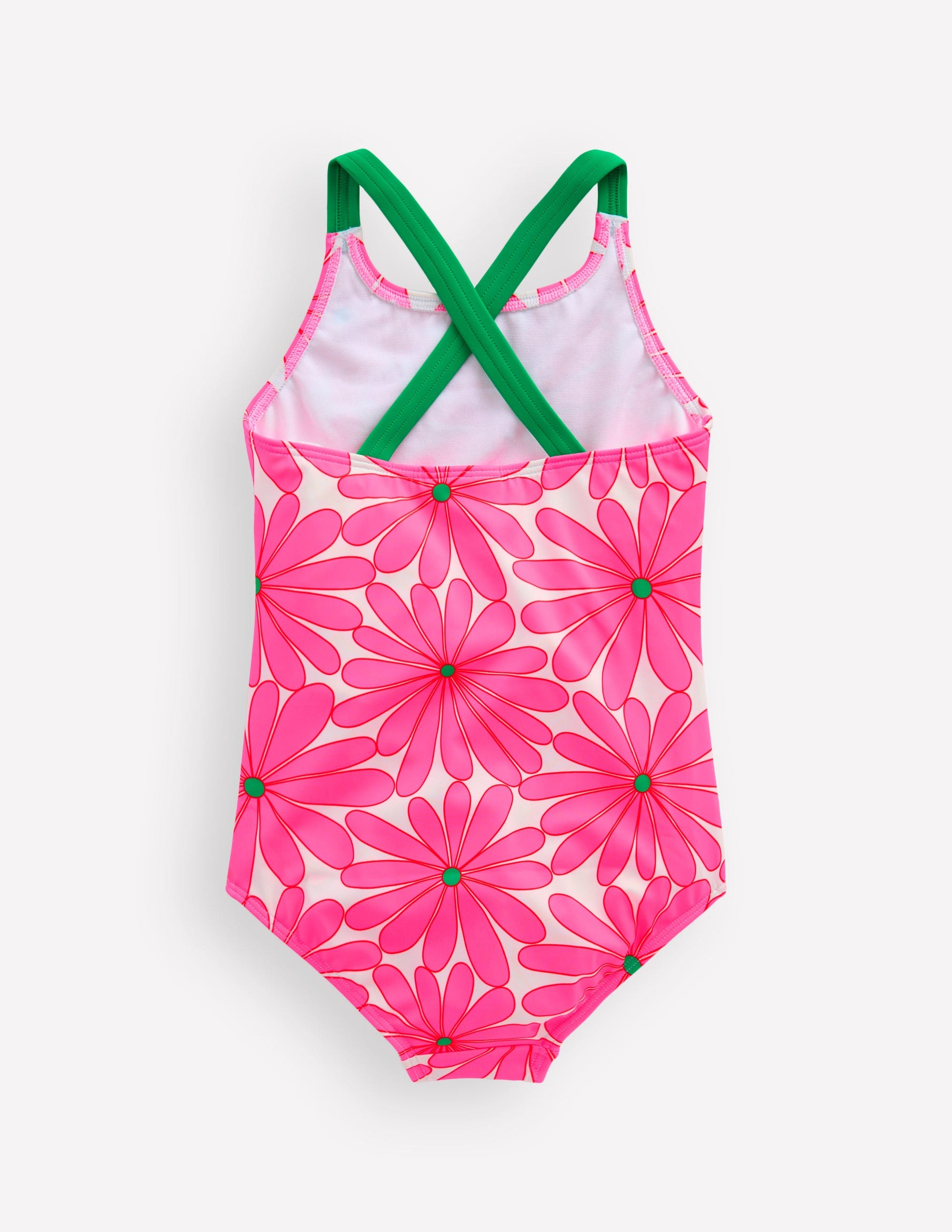 Cross-Back Printed Swimsuit-Festival Pink Daisy-4