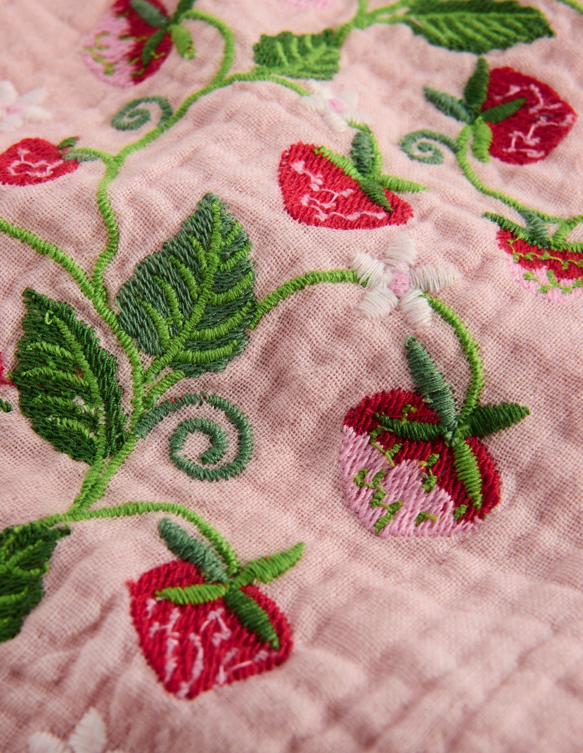 Embroidered Frilly Woven Top-Lotus Strawberries-6