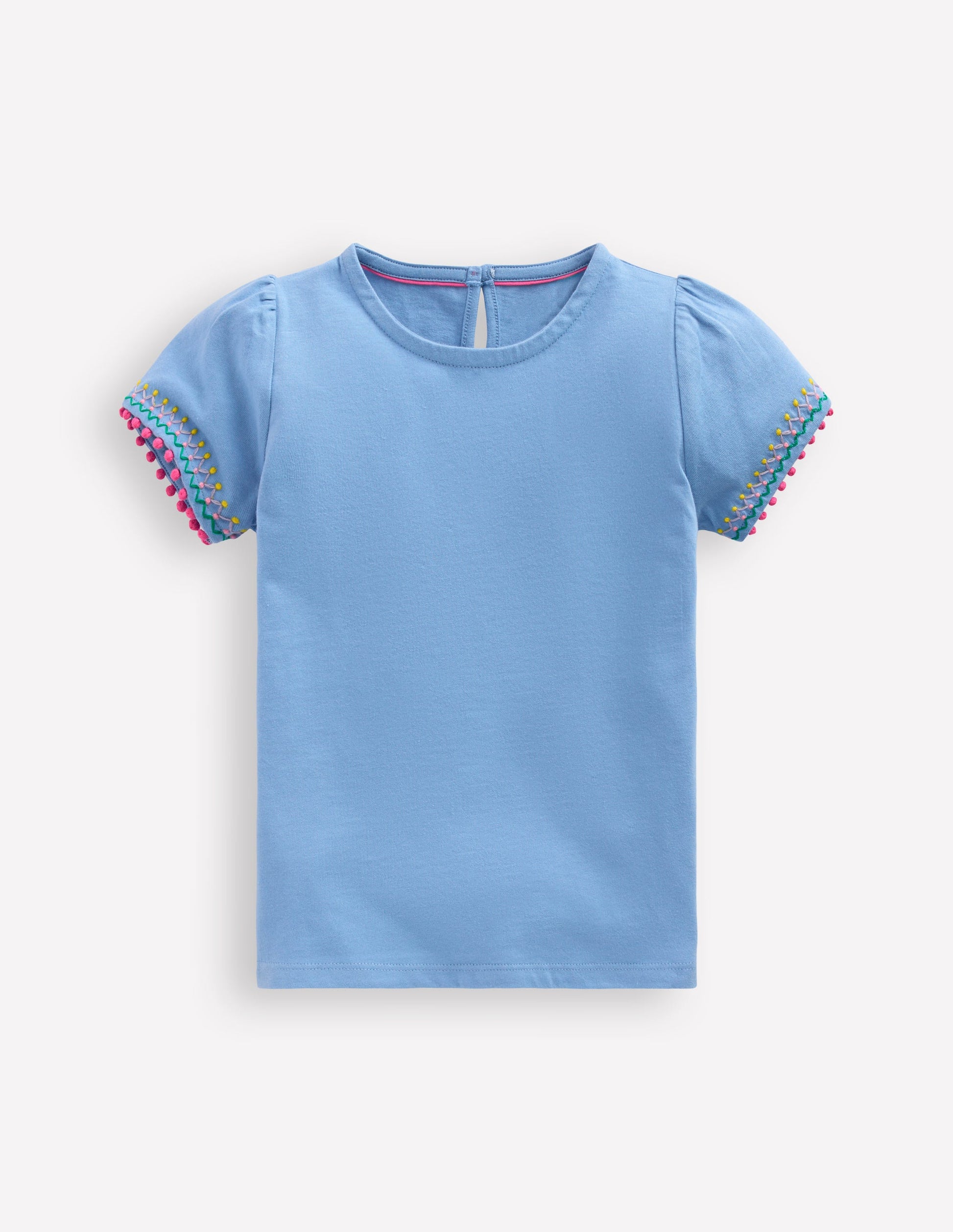 Puff Sleeve T-shirt-Forget Me Not Blue-1