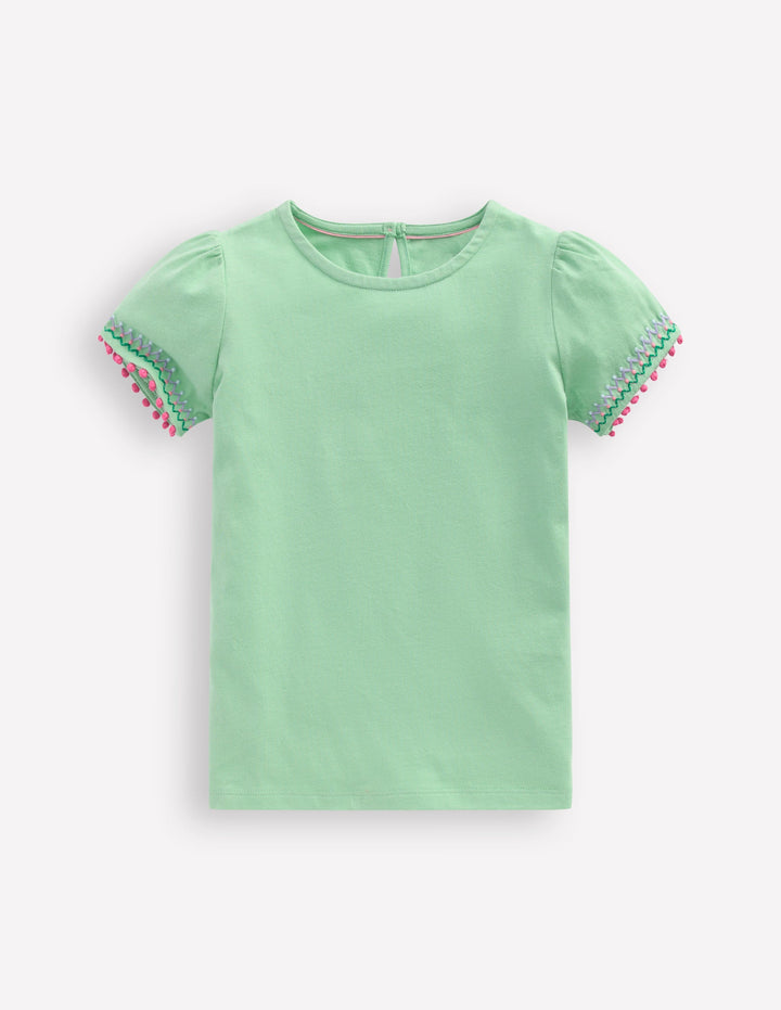 Puff Sleeve T-shirt-Pistachio Green