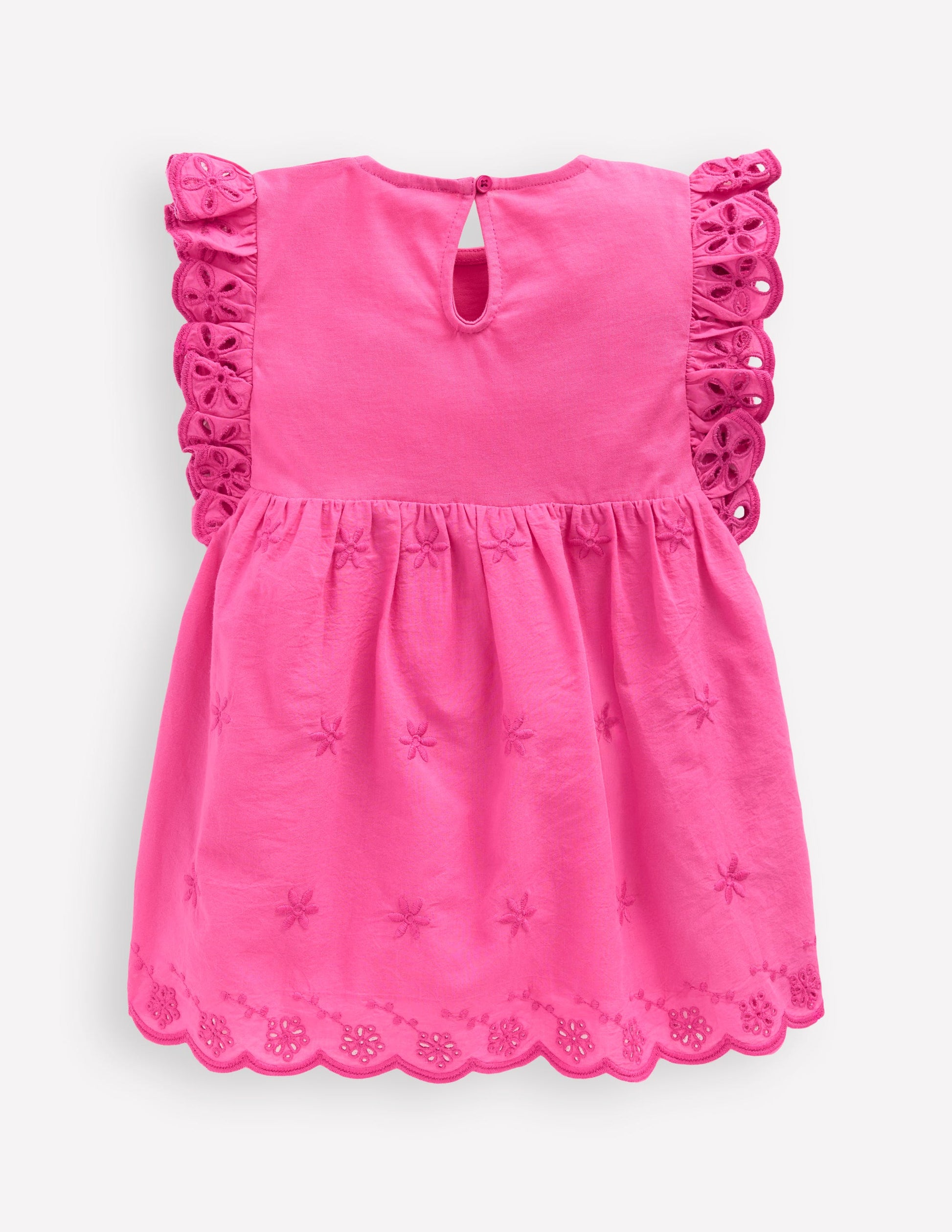 Fabric Mix Broderie Top-Carmine Rose-2
