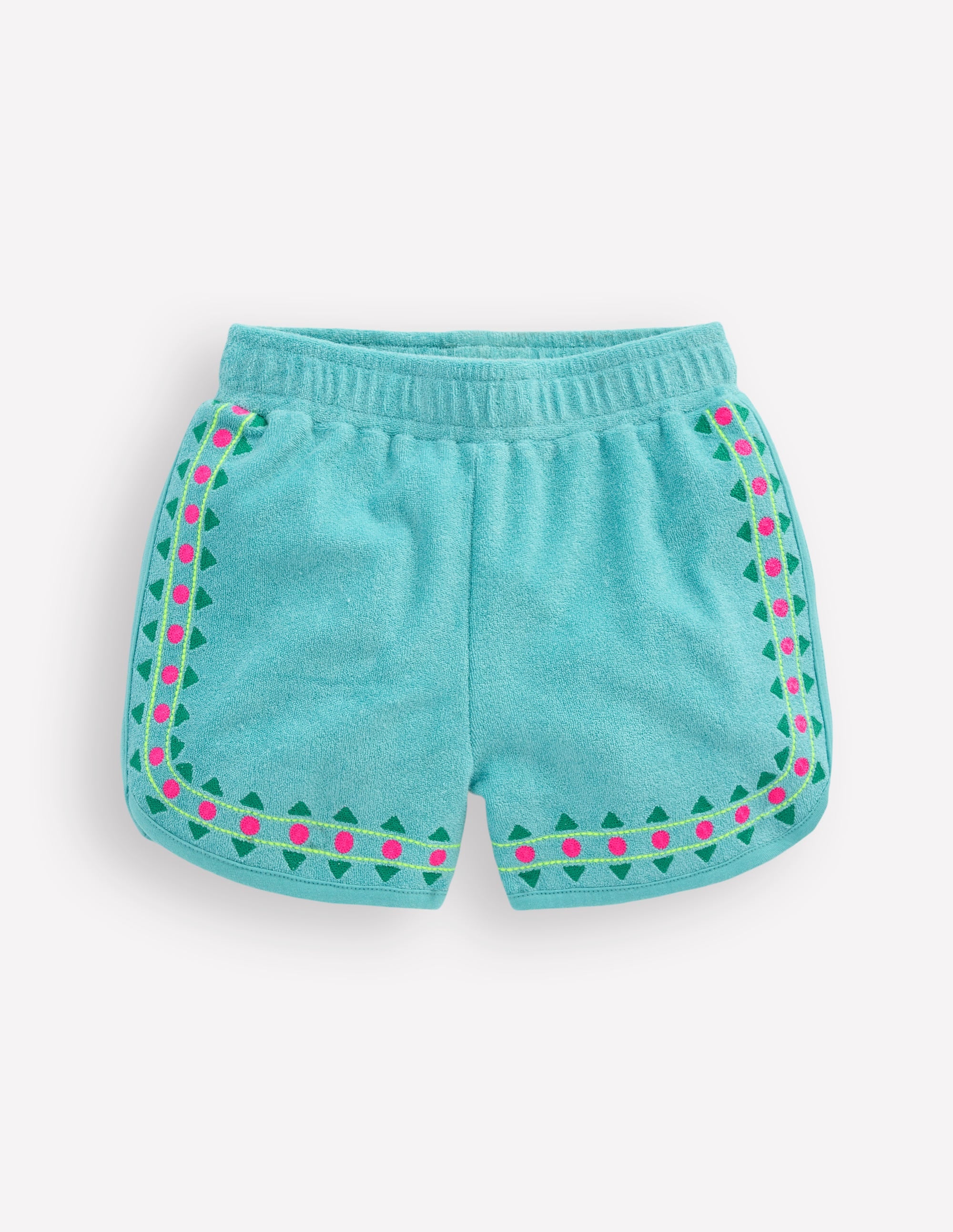 Towelling Embroidered Shorts-Blue Embroidery - Image 1