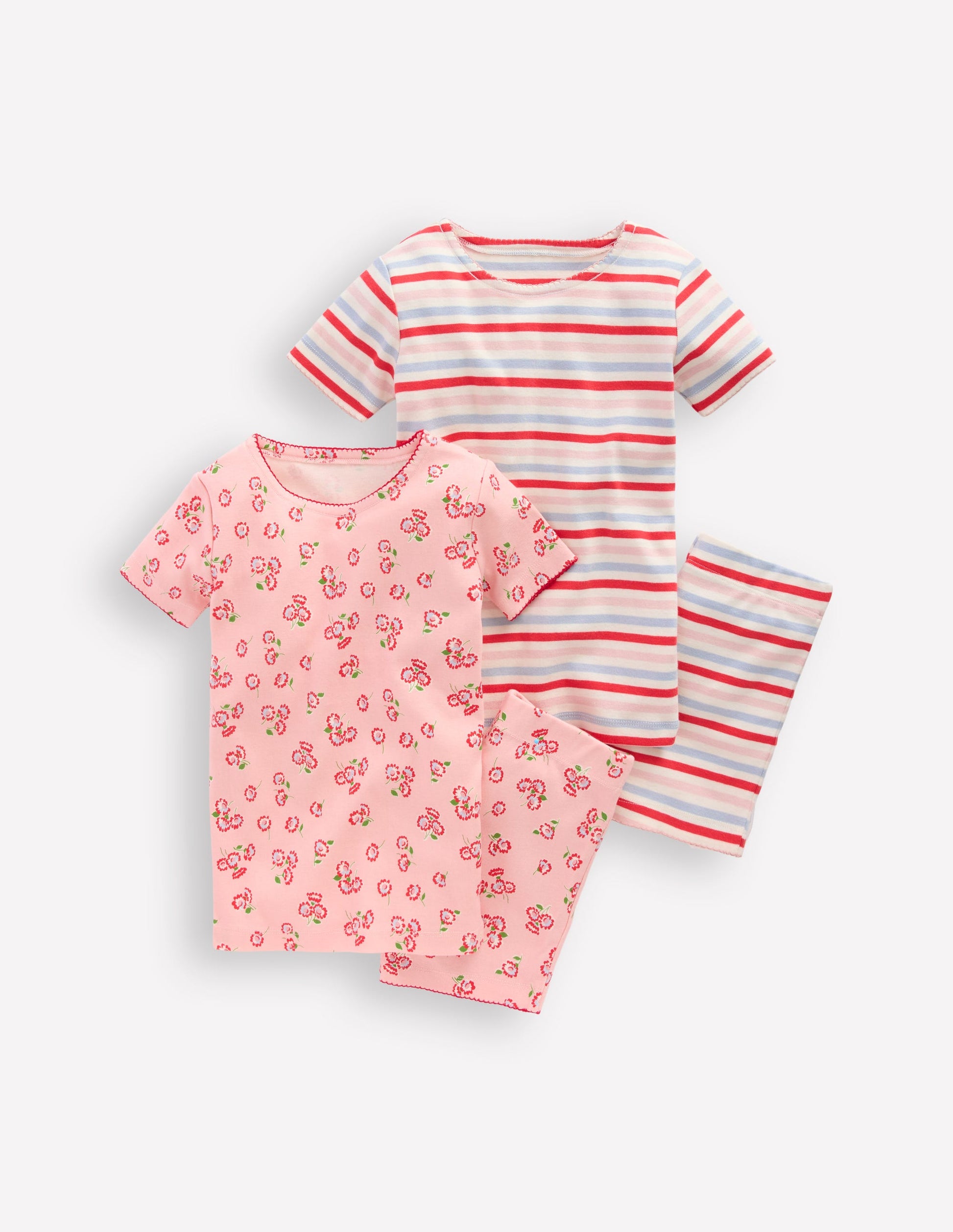 Twin Pack Short Pajamas-Chalk Pink Daisy-1
