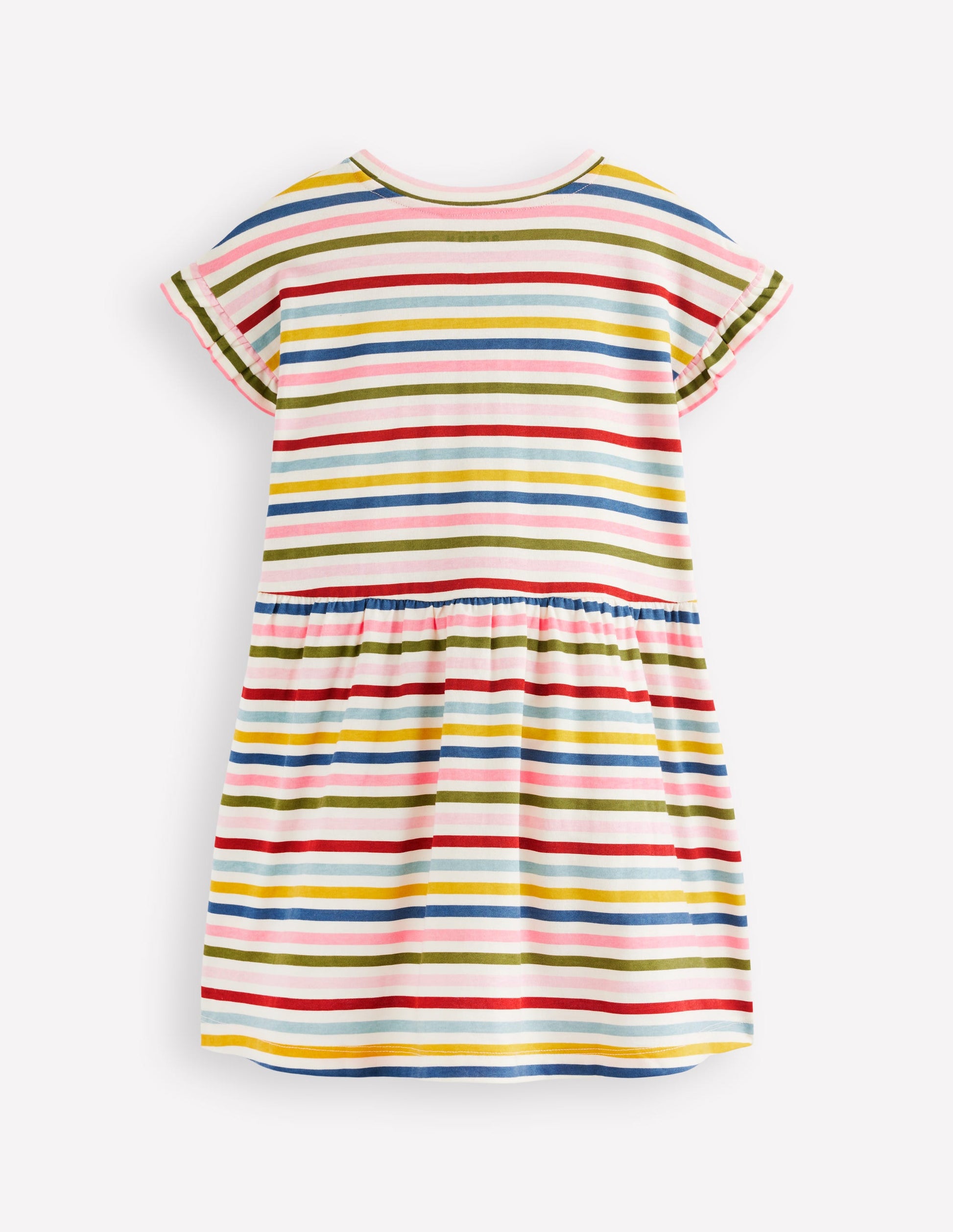 Jersey T-Shirt Dress-Maroon, Pink and Blue Stripe-2