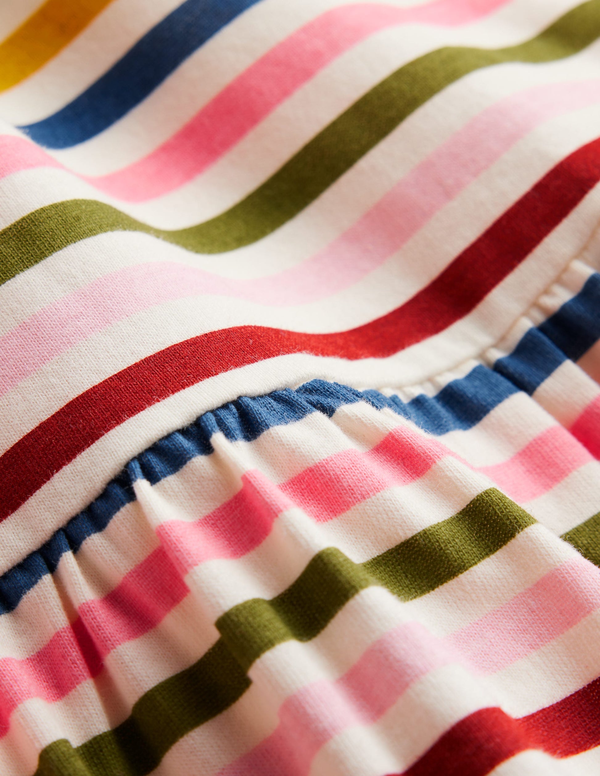 Jersey T-Shirt Dress-Maroon, Pink and Blue Stripe-3