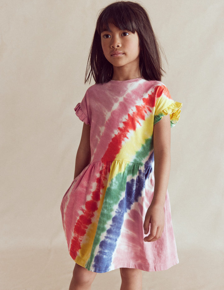 Jersey T-Shirt Dress-Pink Tie Dye