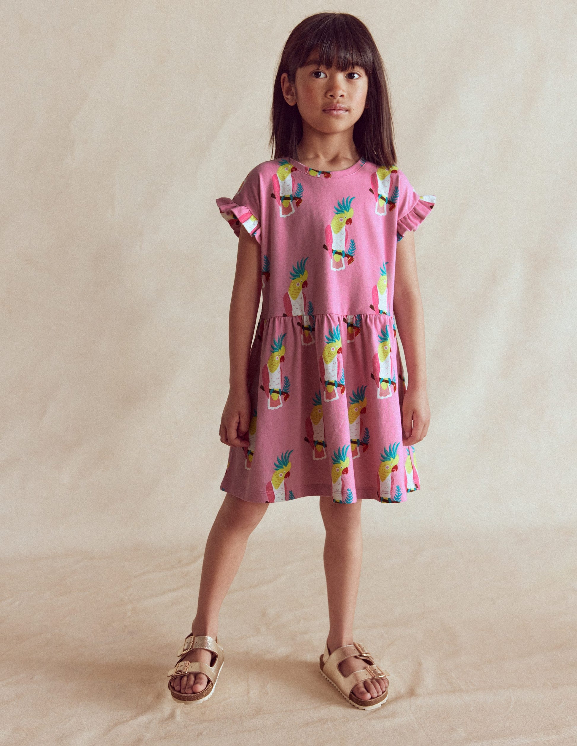 Jersey T-Shirt Dress-Sun Kissed Coral Cherries-1