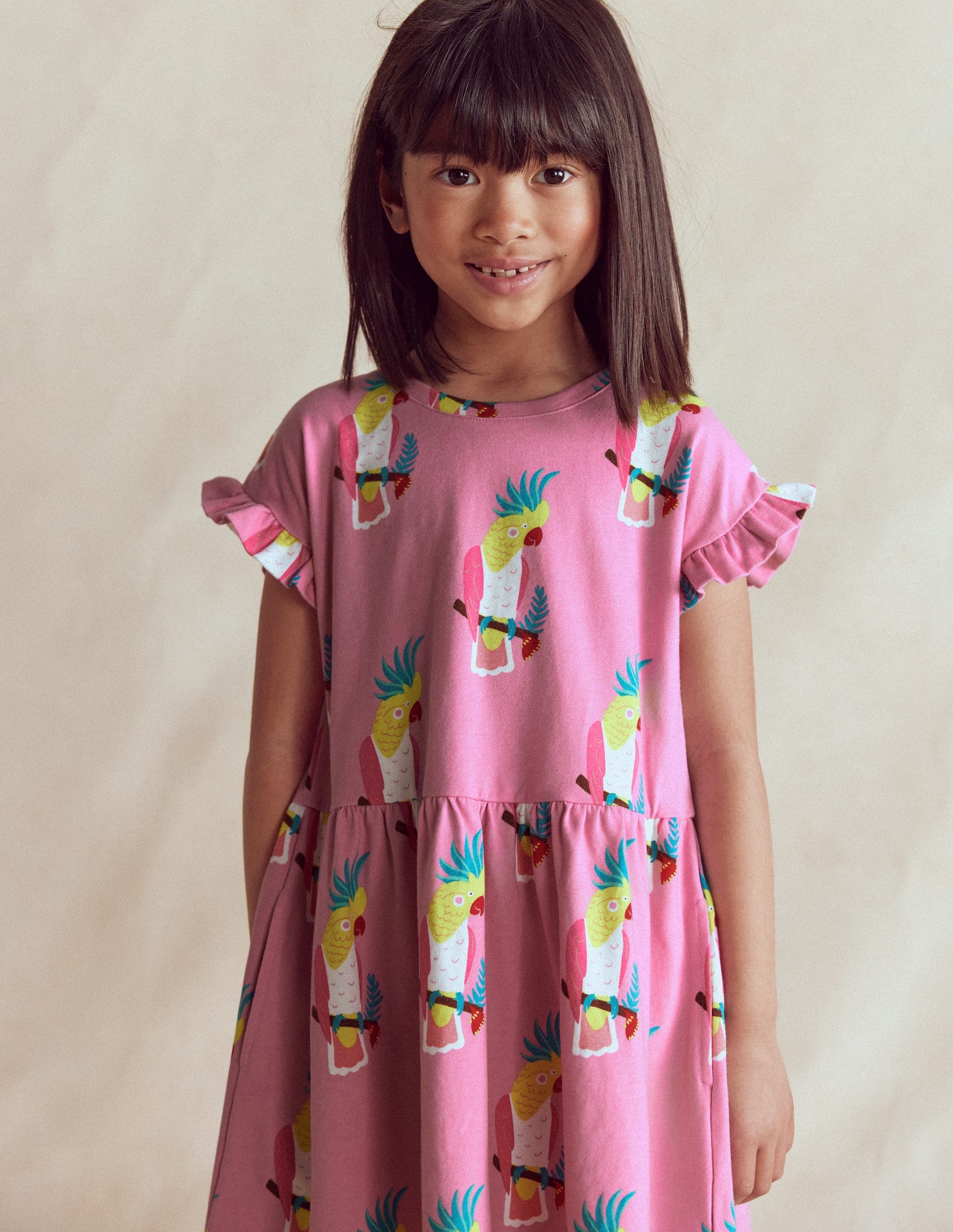 Jersey T-Shirt Dress-Sun Kissed Coral Cherries-2