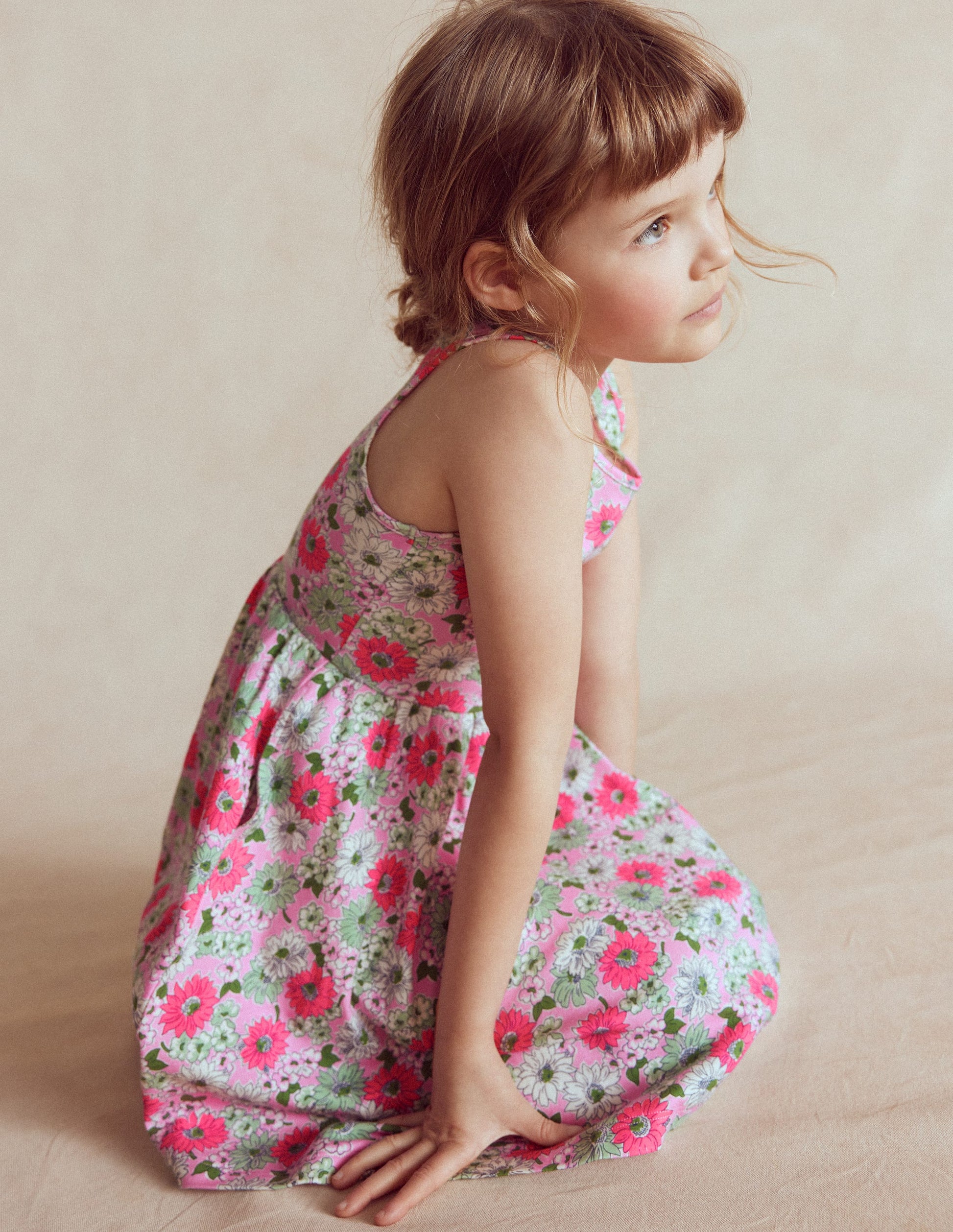 Boden Girls Twirly Jersey Dress in Pink | Size 5-6 Years