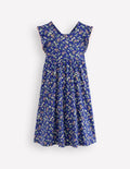 Clover Bow Back Jersey Dress-Blue Ditsy Floral