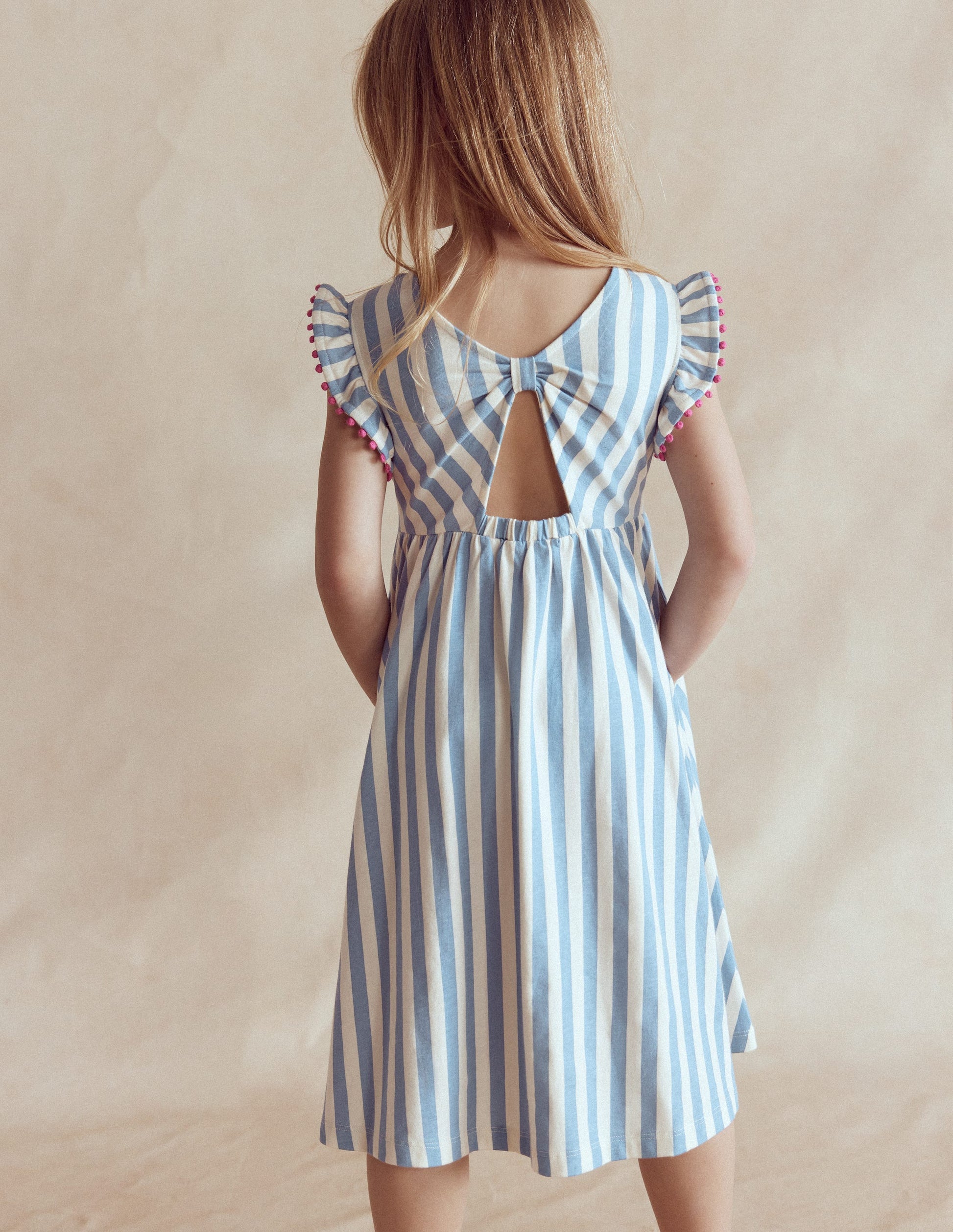 Boden Girls Bow Back Jersey Dress in Blue | Size 5-6 Years Boden Girls Bow Back Jersey Dress in Blue | Size 5-6 Years