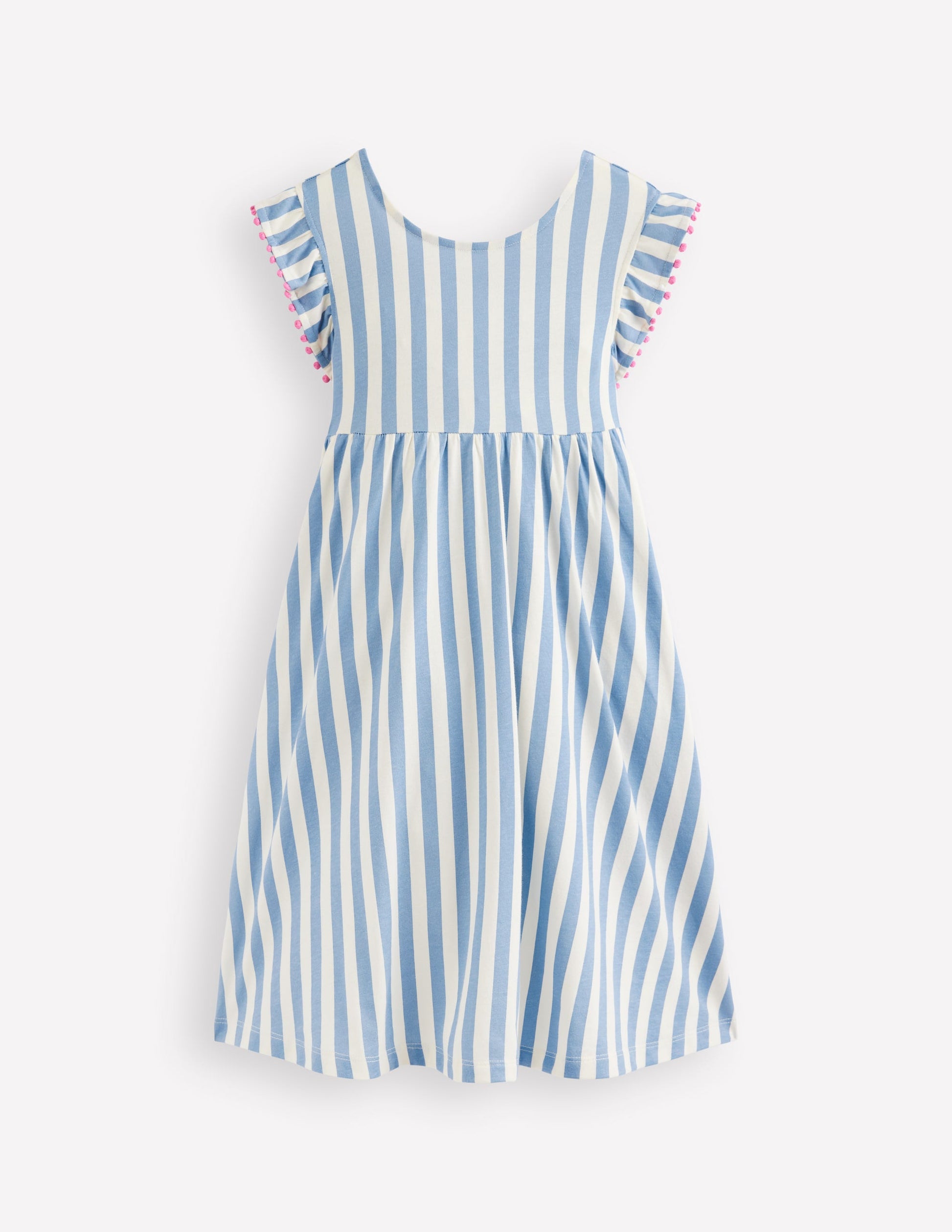 Bow Back Jersey Dress-Salt Blue/ Ivory Stripe-3
