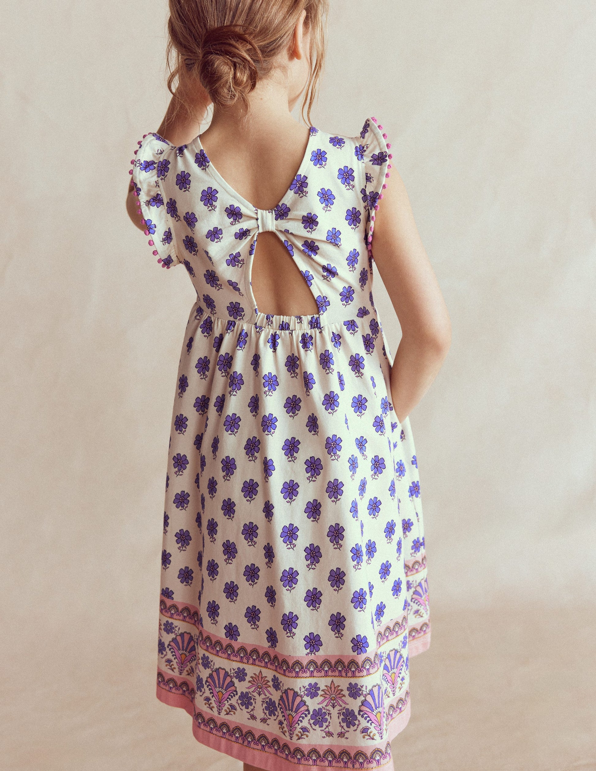 Bow Back Jersey Dress-Multi Woodblock-1