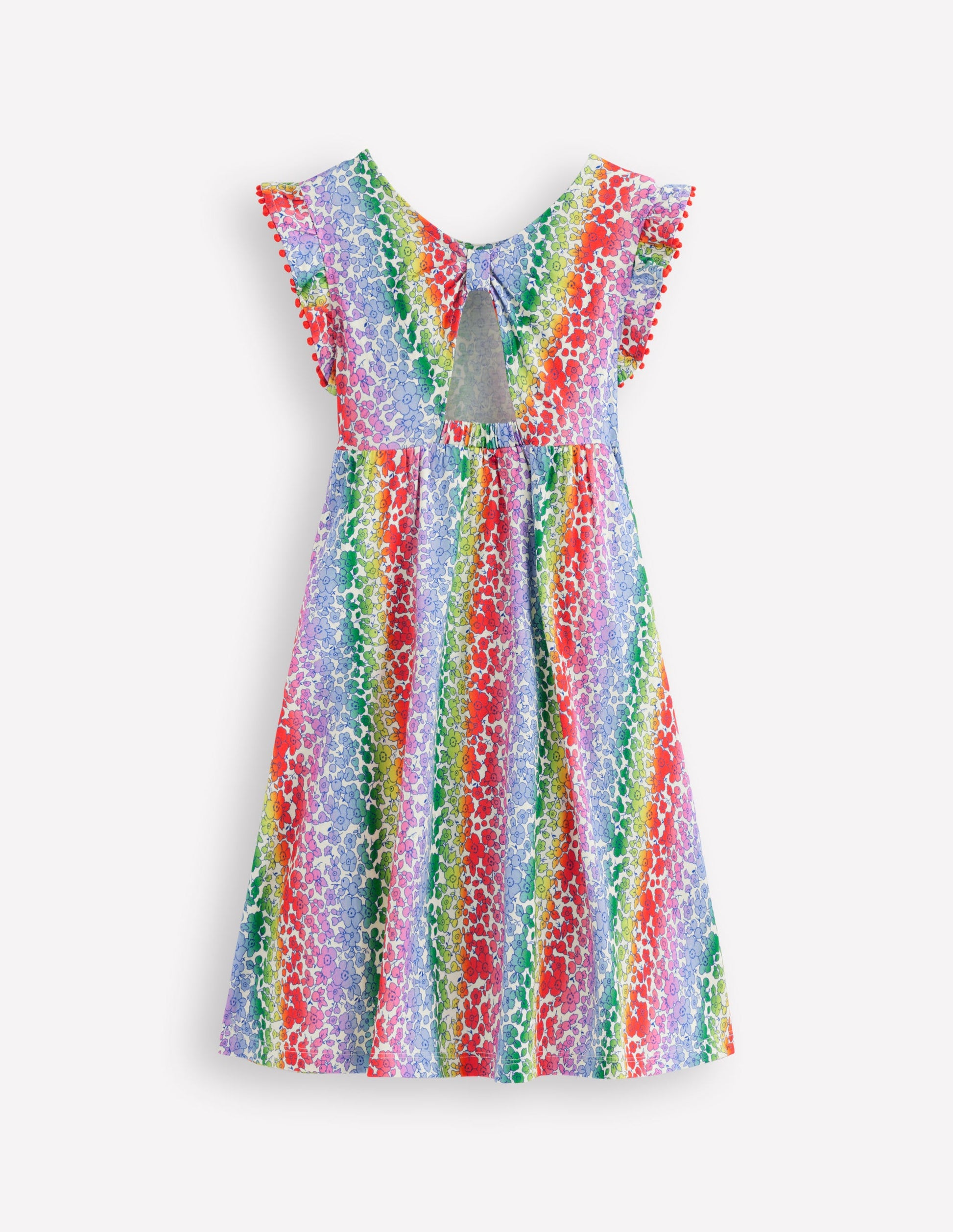 Bow Back Jersey Dress-Rainbow Ombre Flowerbed-2