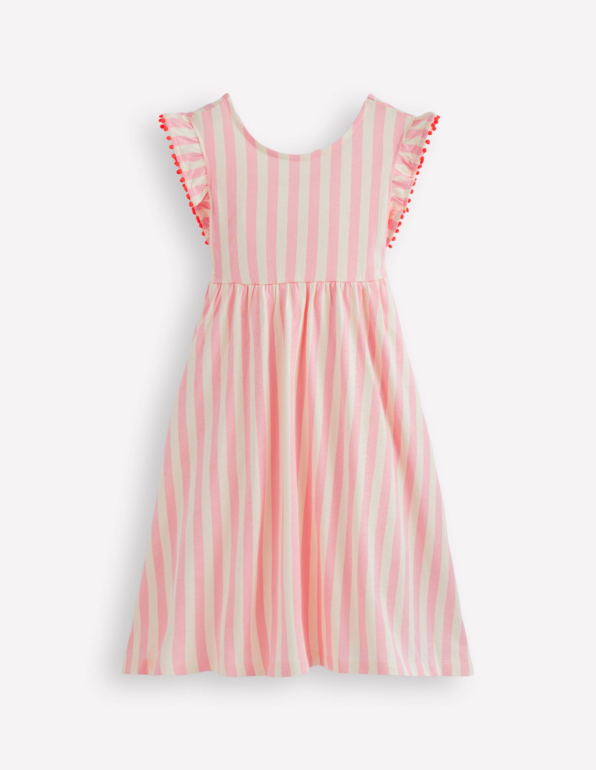 Robe J. Khaki Fille 4 Ans, Rayée Rose/verte, Applique Noeud, Manches Longues, Neuve