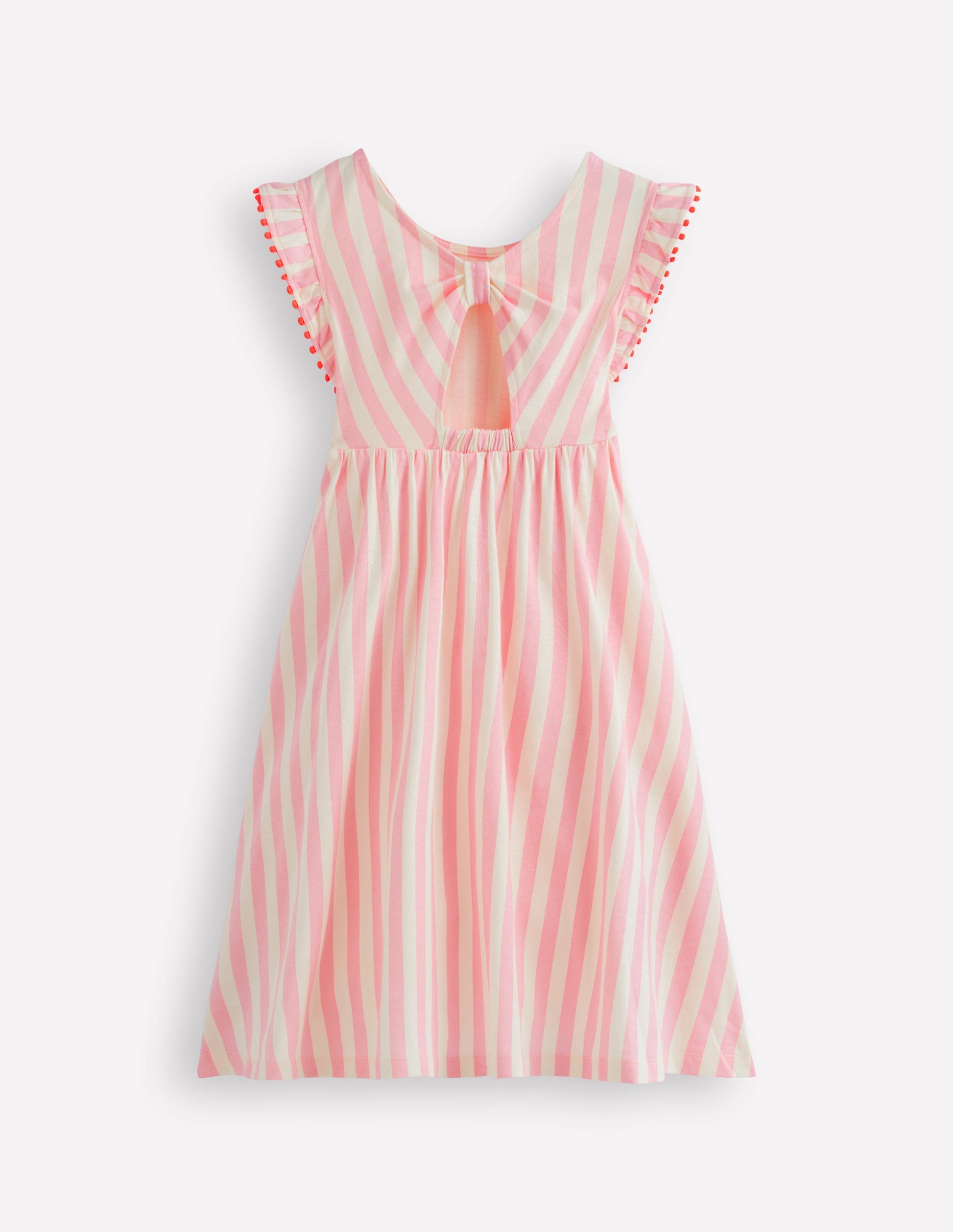 Bow Back Jersey Dress-Pink Stripe