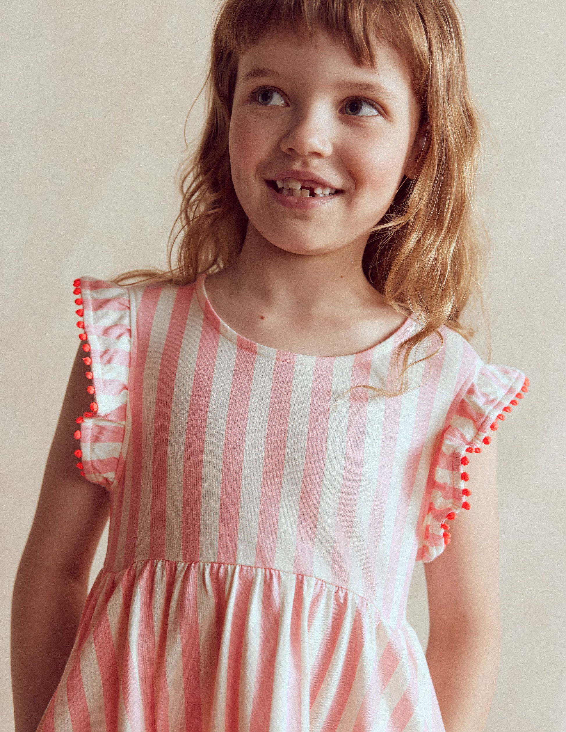 Bow Back Jersey Dress-Pink Stripe Bow Back Jersey Dress-Pink Stripe