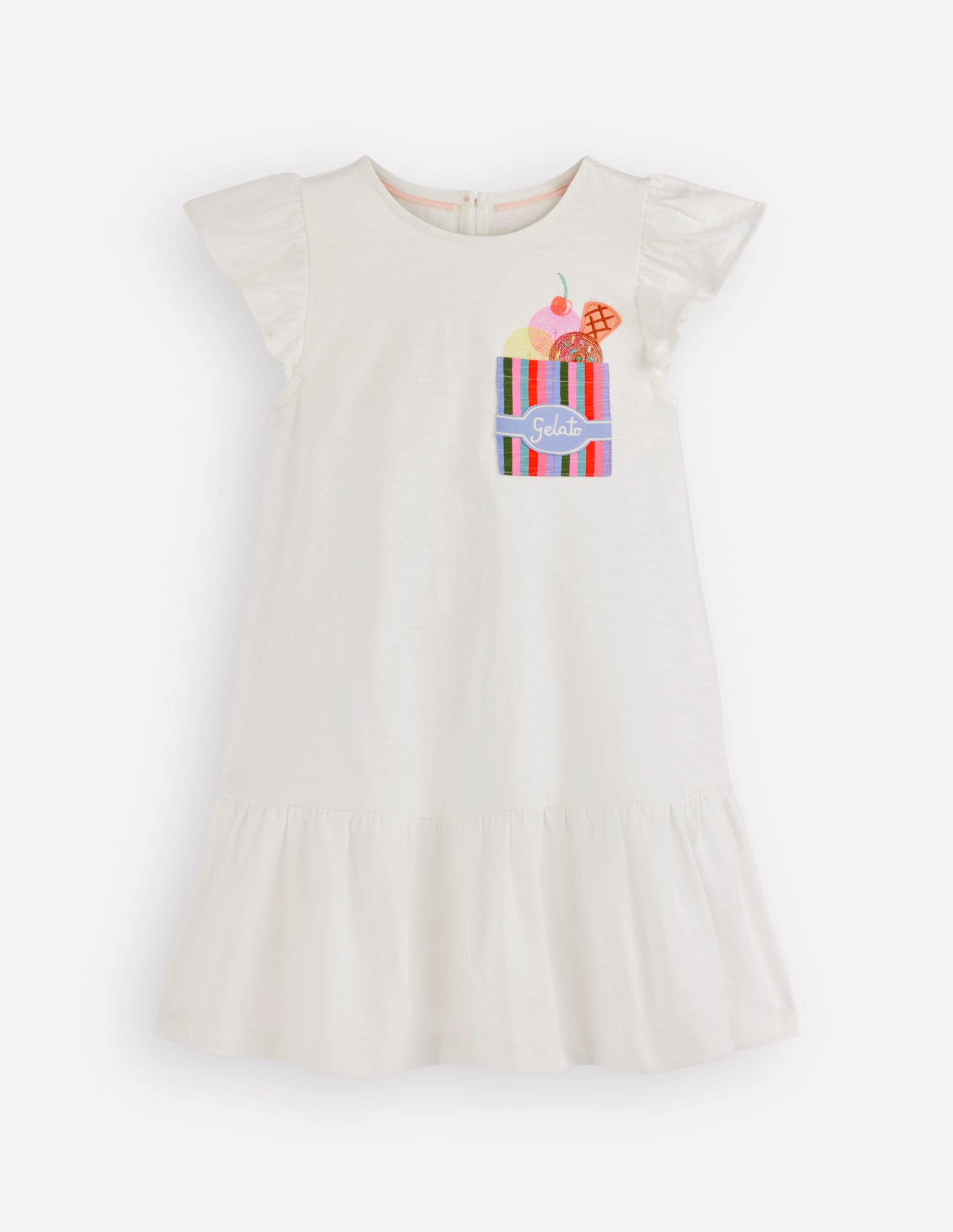 Logo Pocket Jersey Dress-Soft Ivory Ice Cream-1