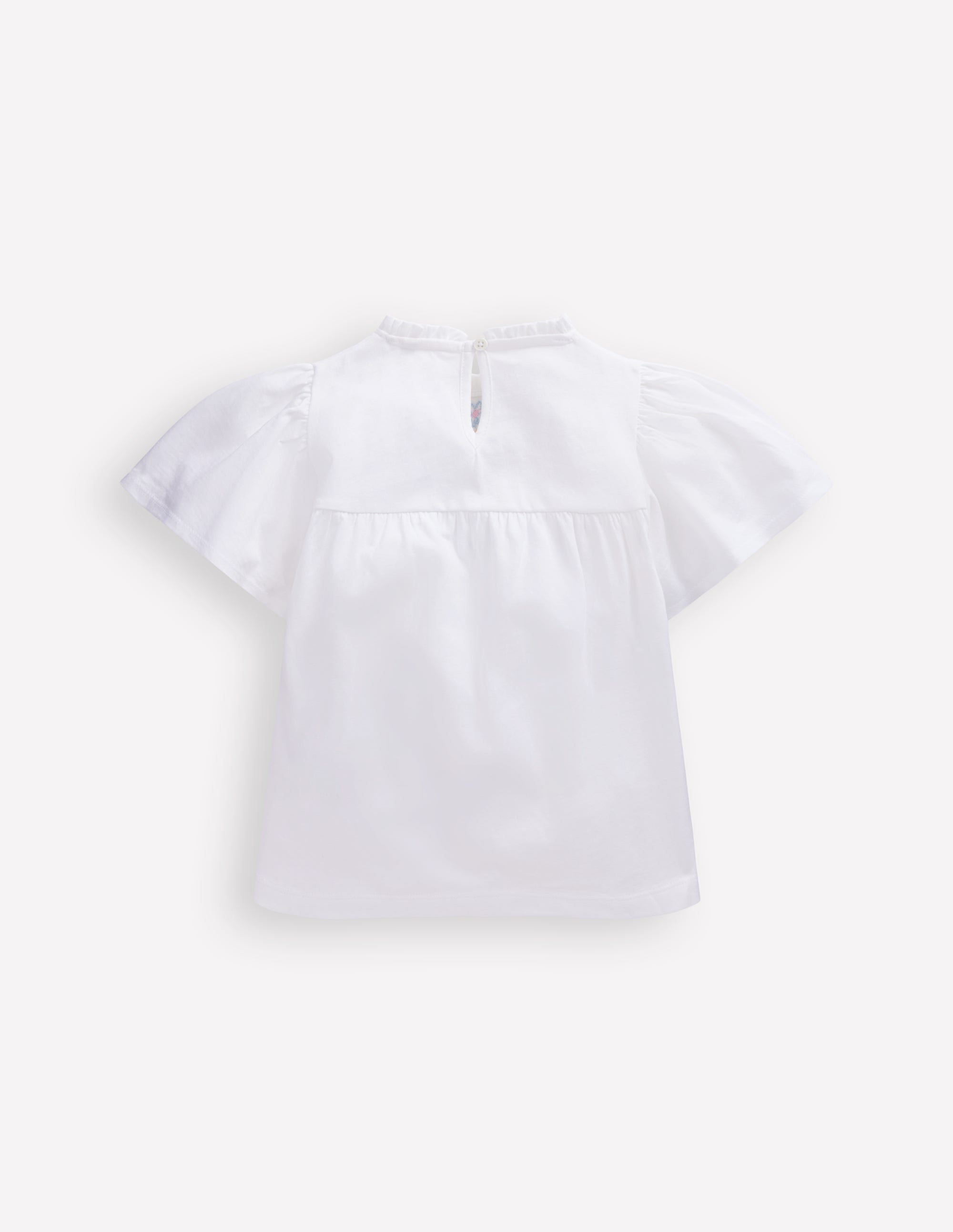 Embroidered Flutter Sleeve Top-White - Image 2