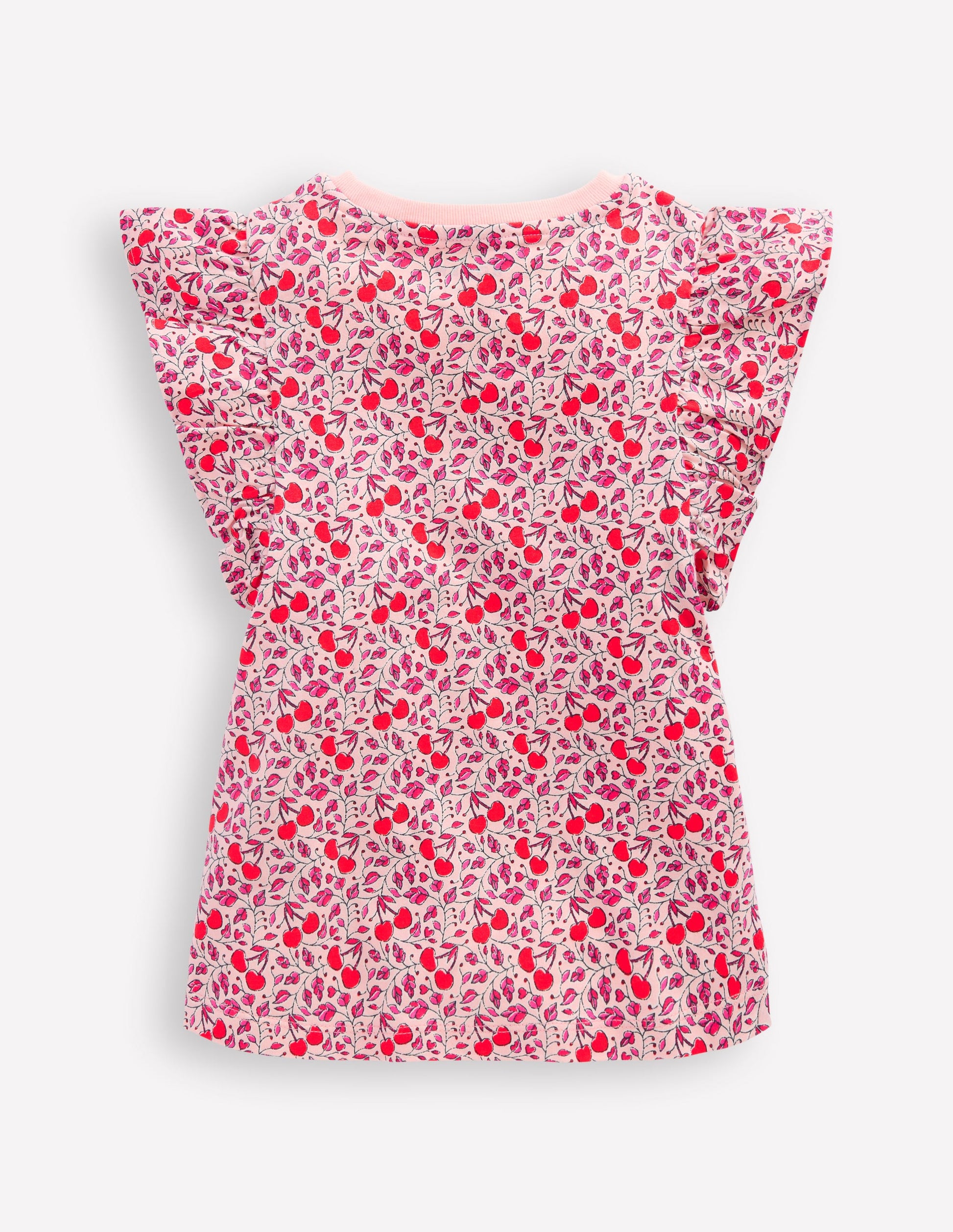 Frill Sleeve Printed Top-Pink Cherries-2
