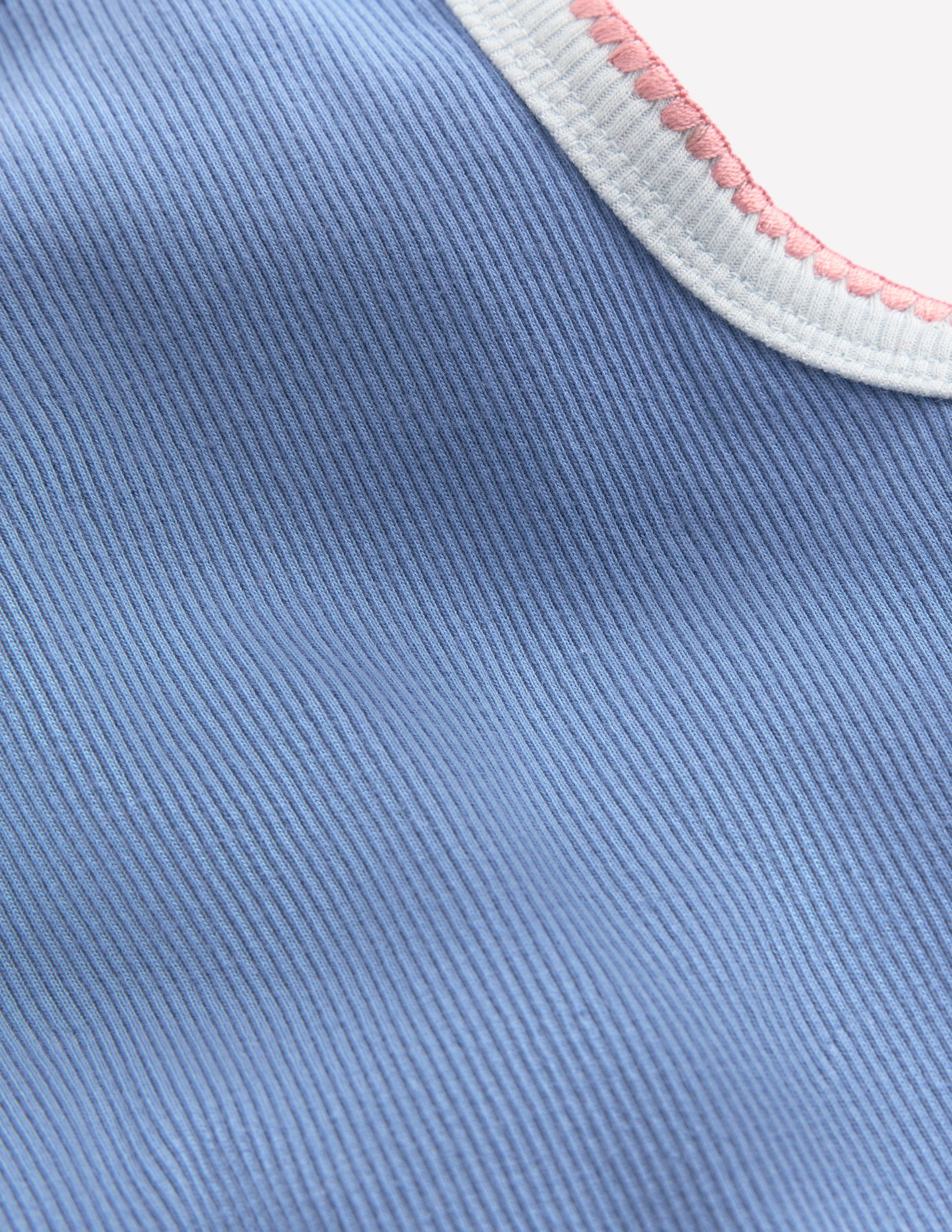 Crochet Trim Ribbed Vest-Light Blue-3