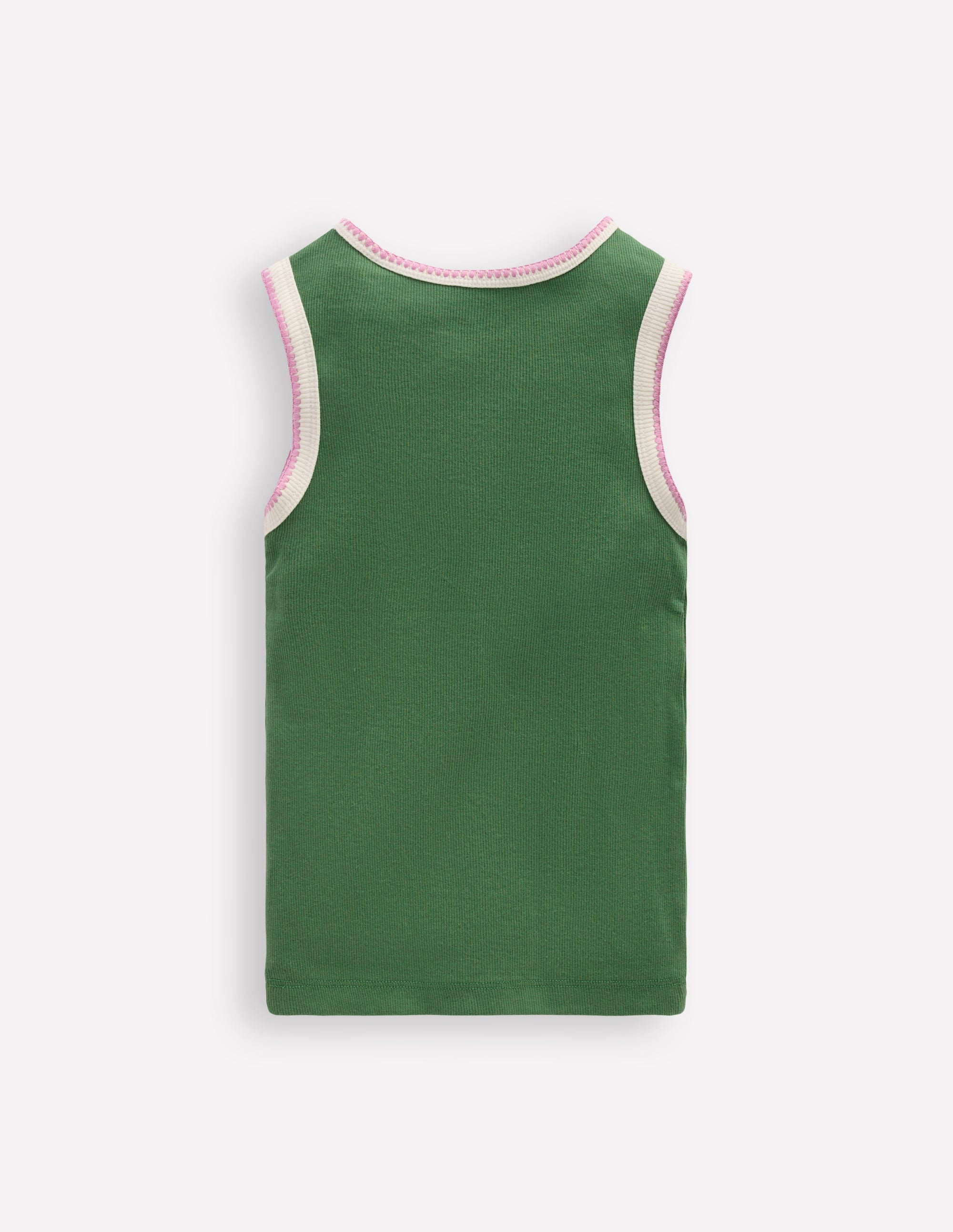 Crochet Trim Ribbed Vest-Willow Green - Image 2