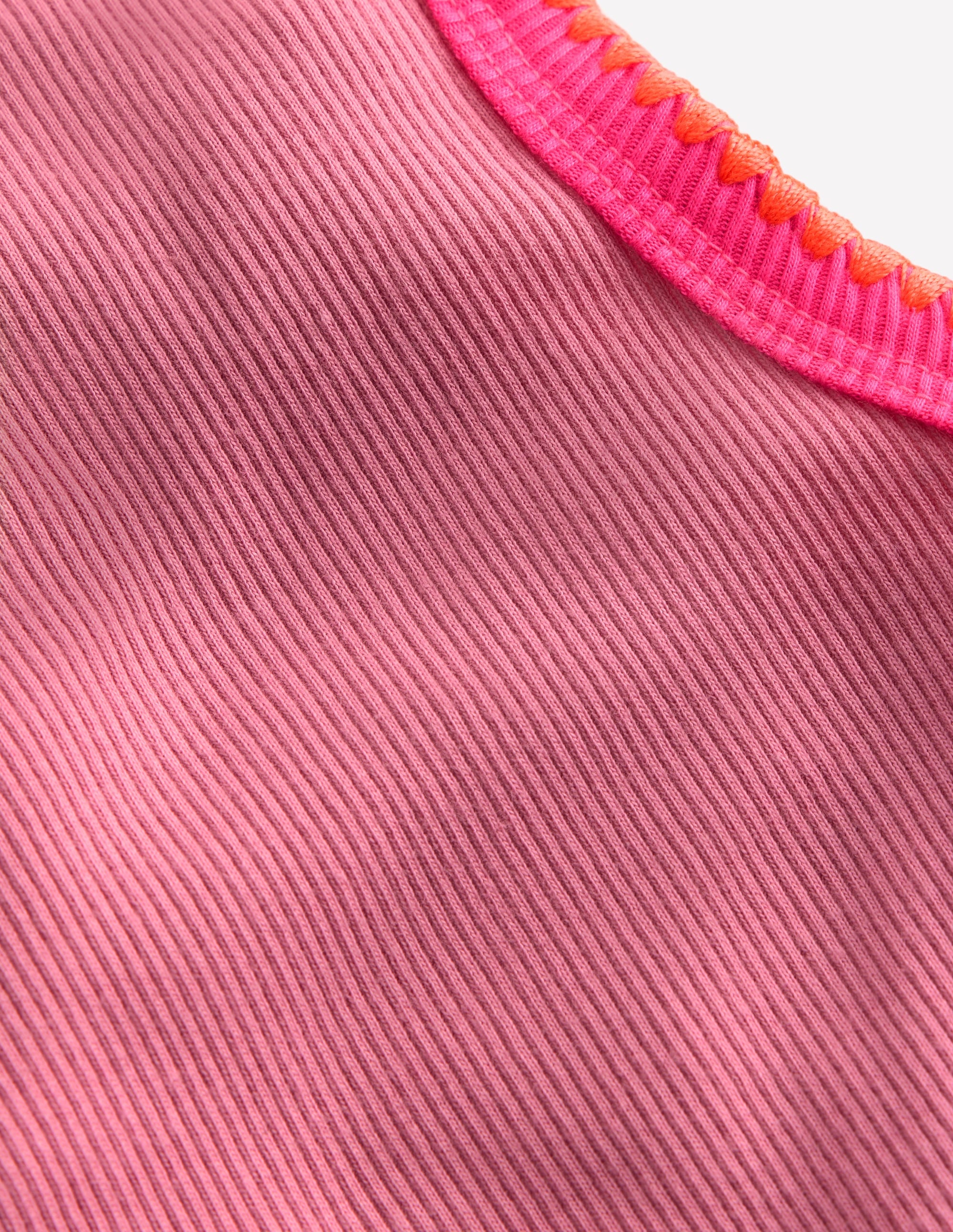 Crochet Trim Ribbed Vest - Pink Haze | Boden USA