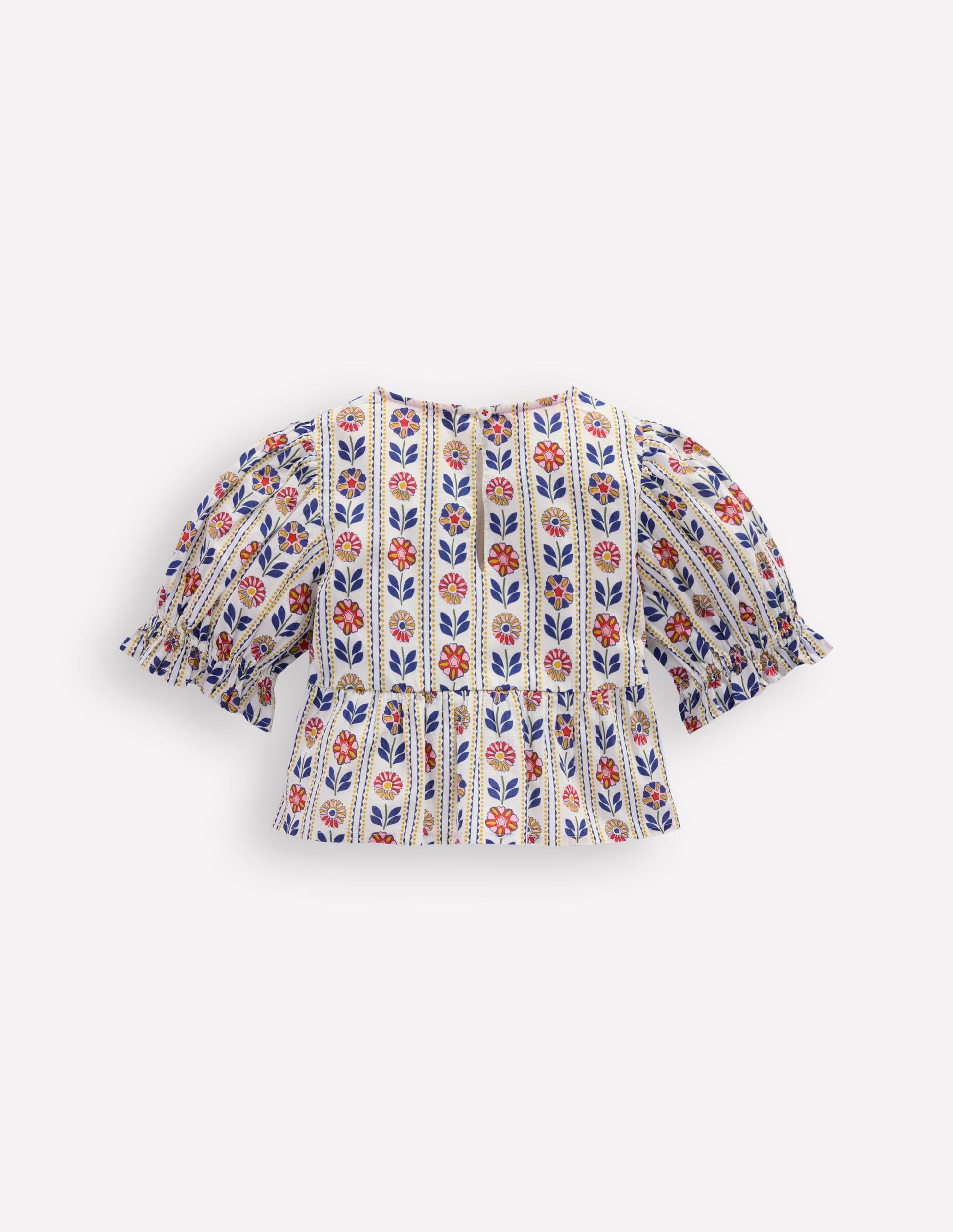 Peplum Woven Top-Ivory Floral Stripe-3