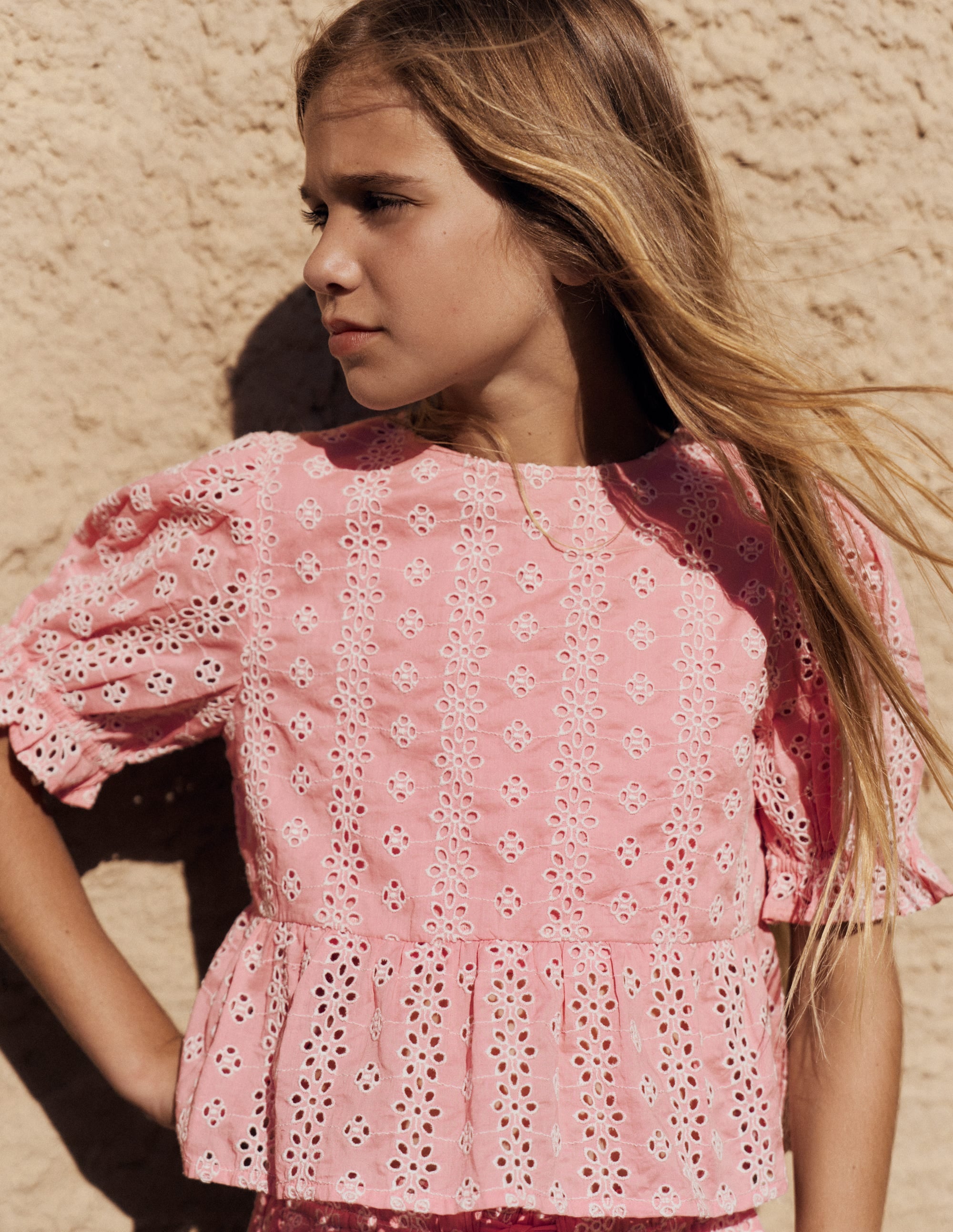 Peplum Woven Top-Almond Pink Broderie | Boden USA