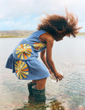 Enola Appliqué Jersey Dress-Salt Blue Sunrays
