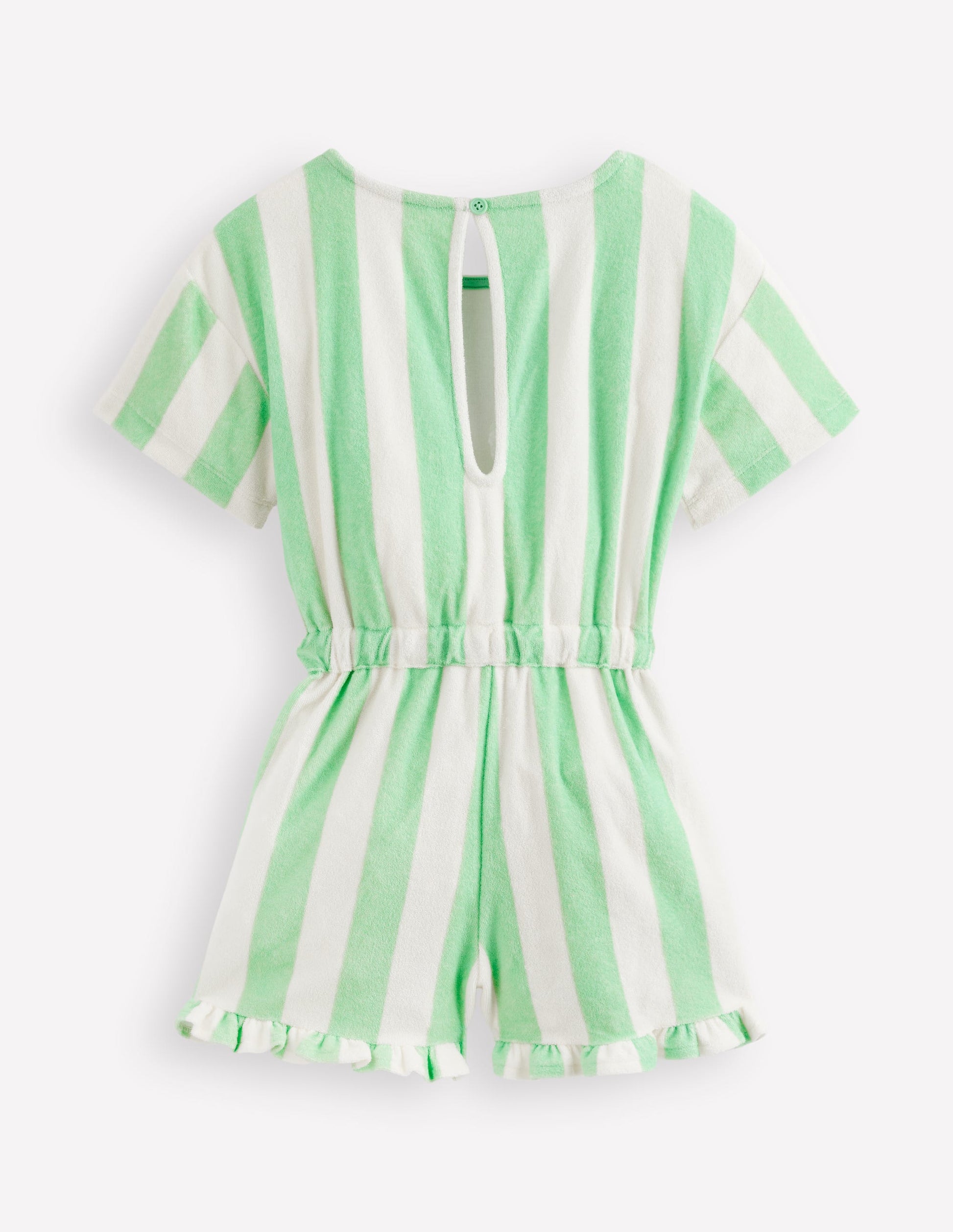 Relaxed Towelling Playsuit-Pale Green Stripe-2