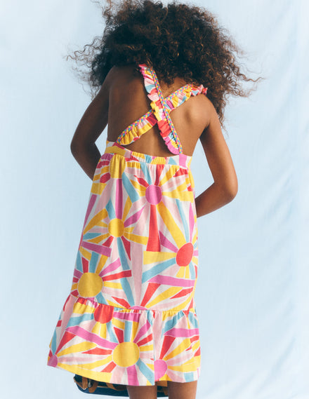 Cross-back Midi Jersey Dress-Soft Ivory Small Sunburst