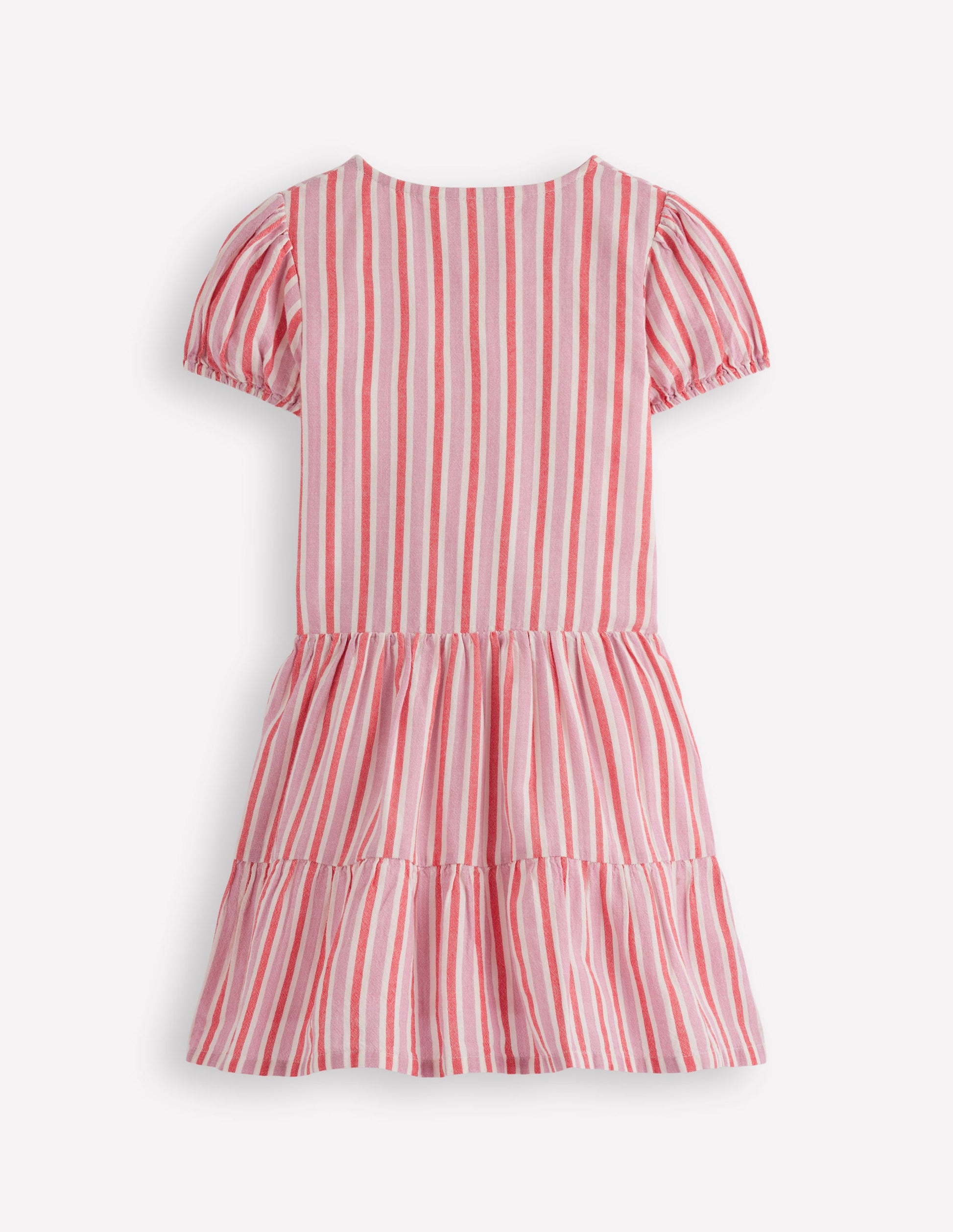 red and white striped dress zara Boden Girls Tiered Shirt Dress in Pink