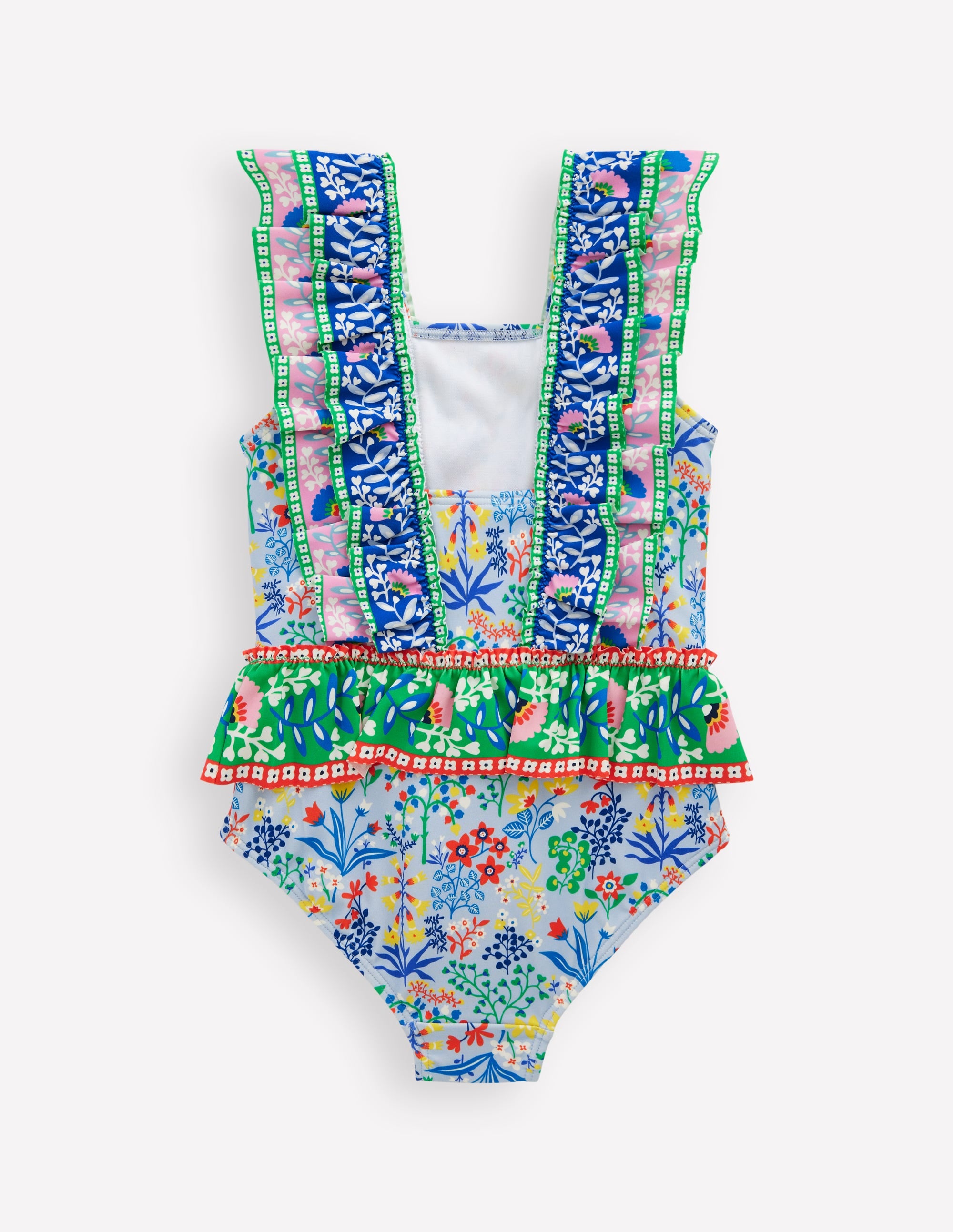 Frill Peplum Swimsuit-Misty Blue Garden Floral - Image 2