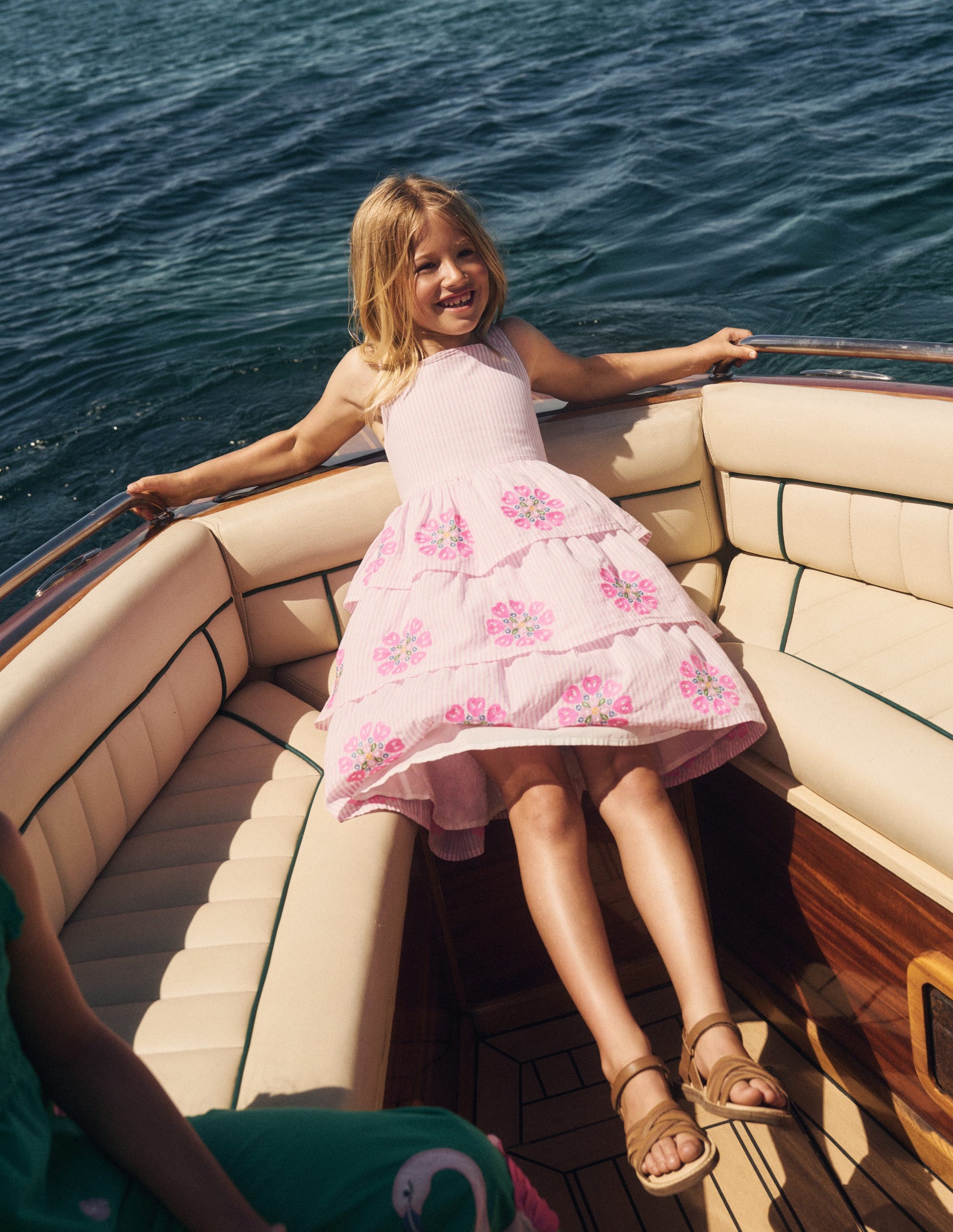 Boden Girls Tiered Embroidered Dress in Pink | Size 3-4 Years Boden Girls Tiered Embroidered Dress in Pink | Size 3-4 Years