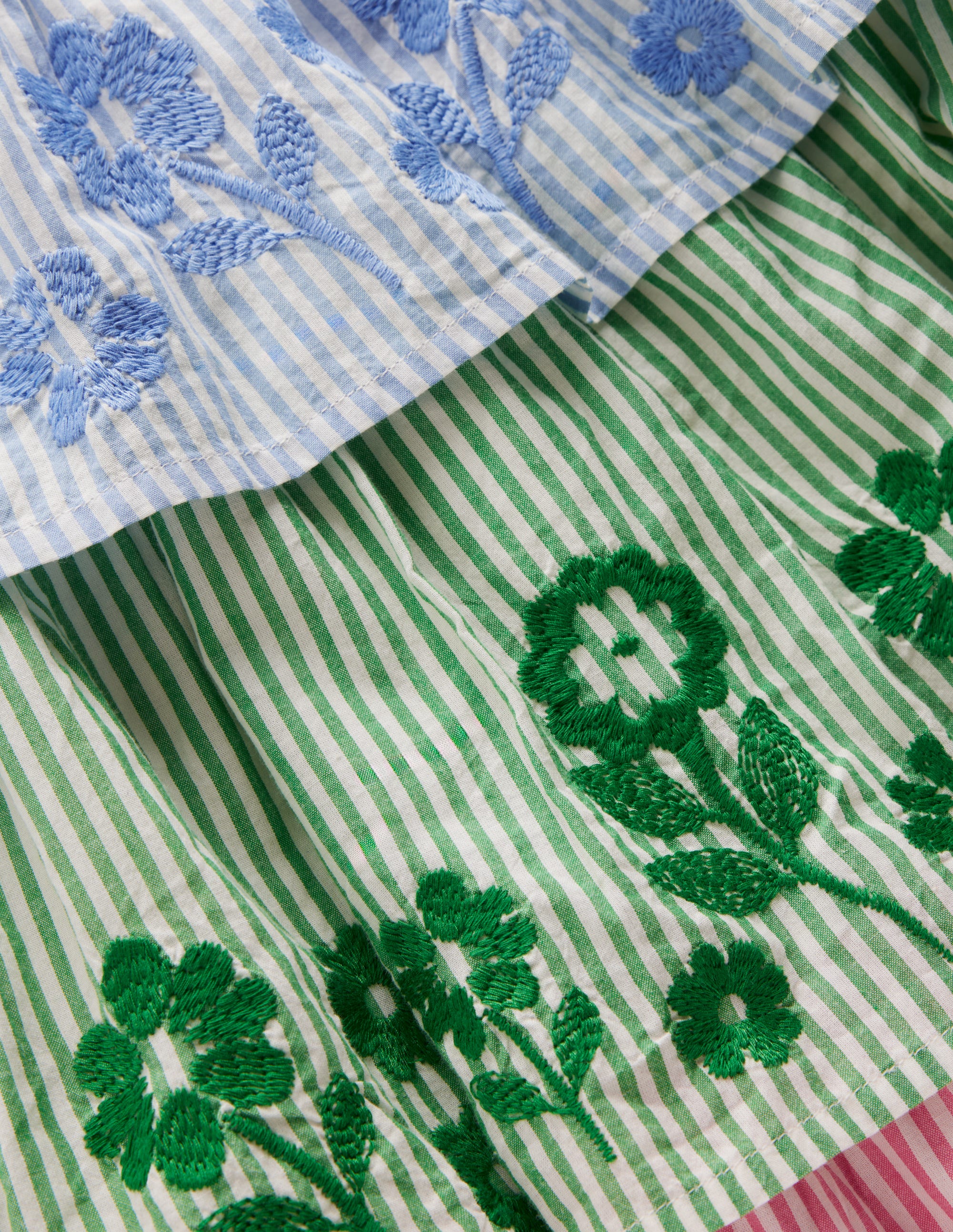Tiered Embroidered Dress-Hotchpotch Stripe Embroidery - Image 3