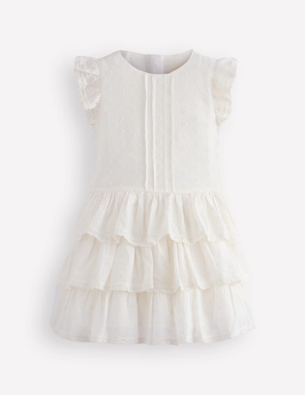 Pintuck Tiered Dress-Soft Ivory-3