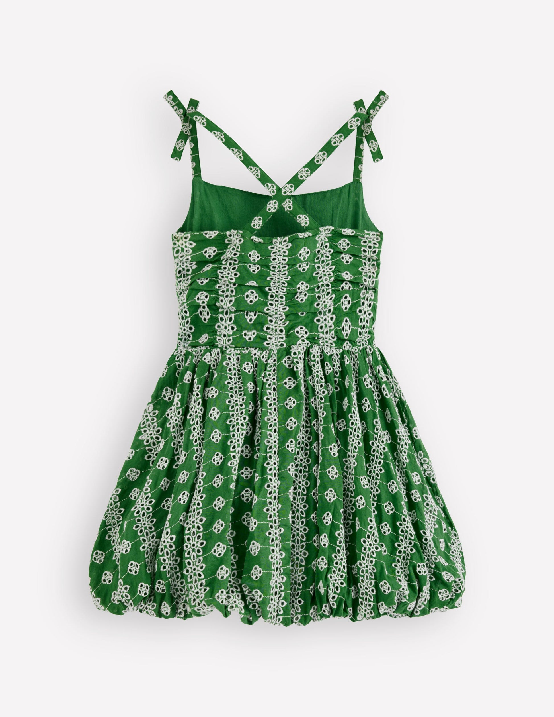 Ruched Bodice Bubble Dress-Green Broderie | Boden USA Ruched Bodice Bubble Dress-Green Broderie | Boden USA